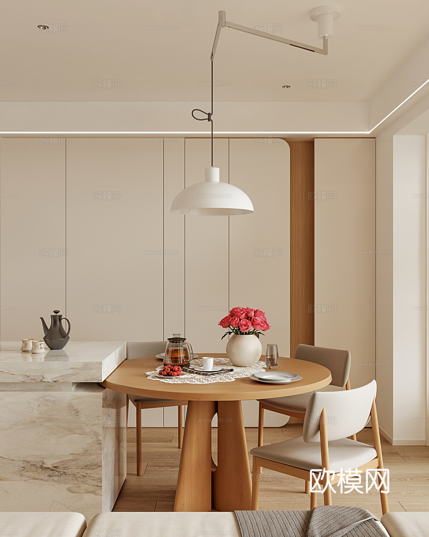 原木客餐厅3d模型下载（渲染图2）