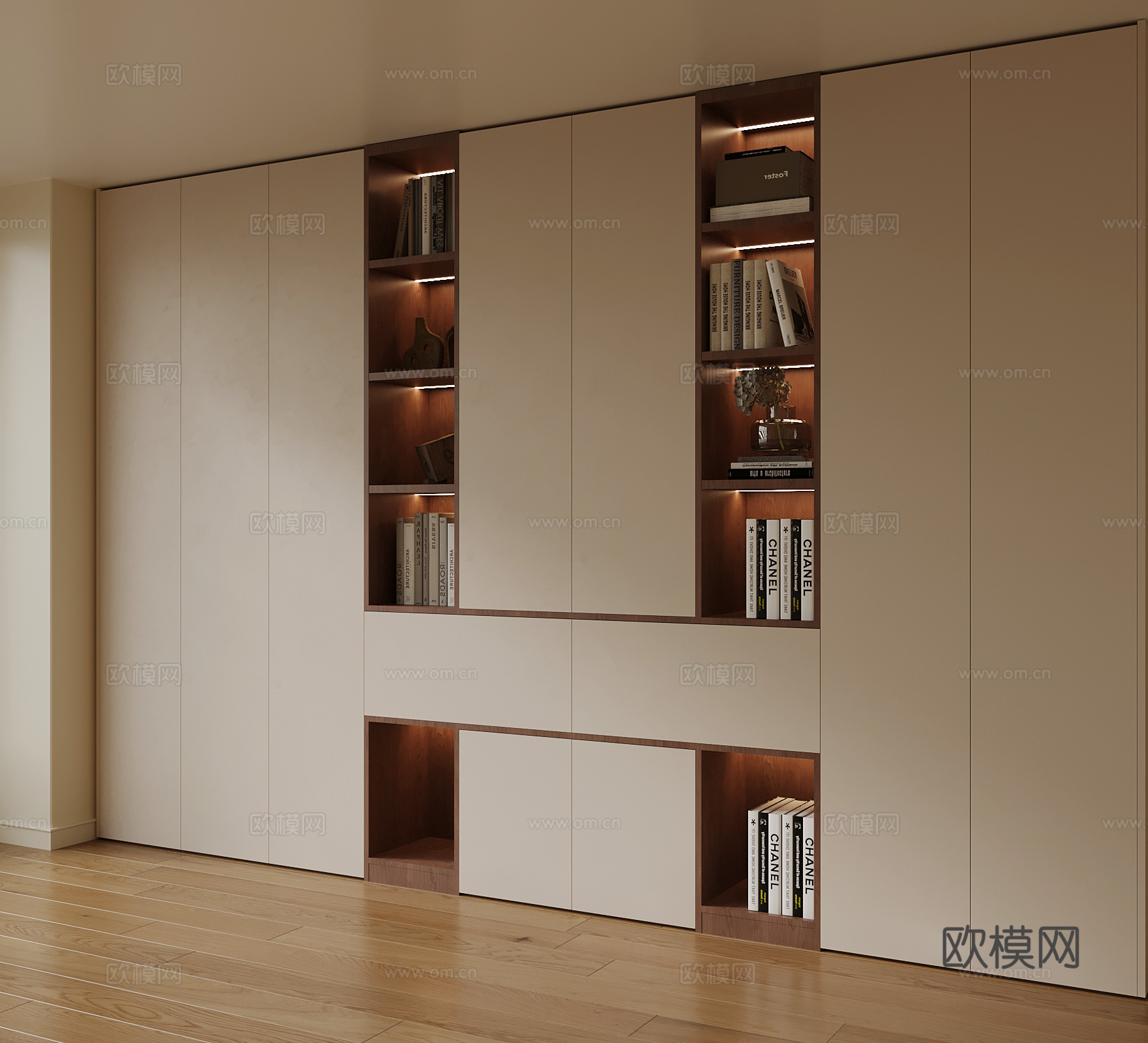 现代中古风书柜 置物柜su模型