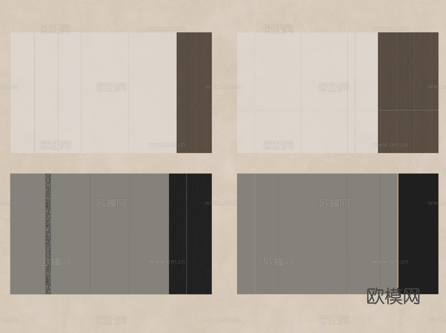 现代背景墙 床头背景墙su模型