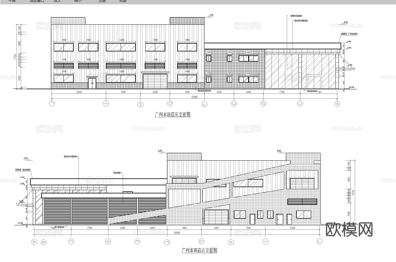 本田汽车4S店专卖店 最新全套施工图设计cad施工图