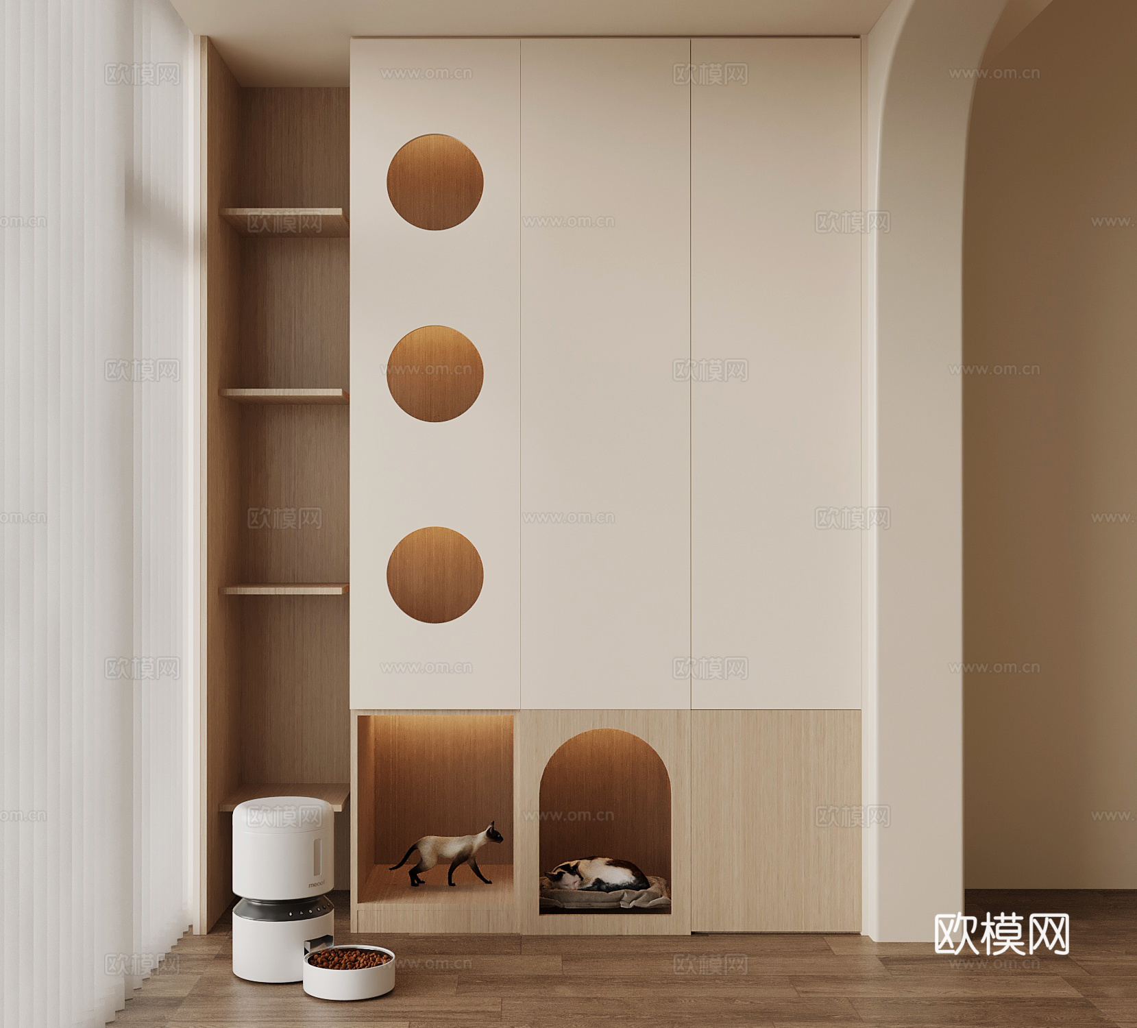 现代猫爬架 猫柜su模型