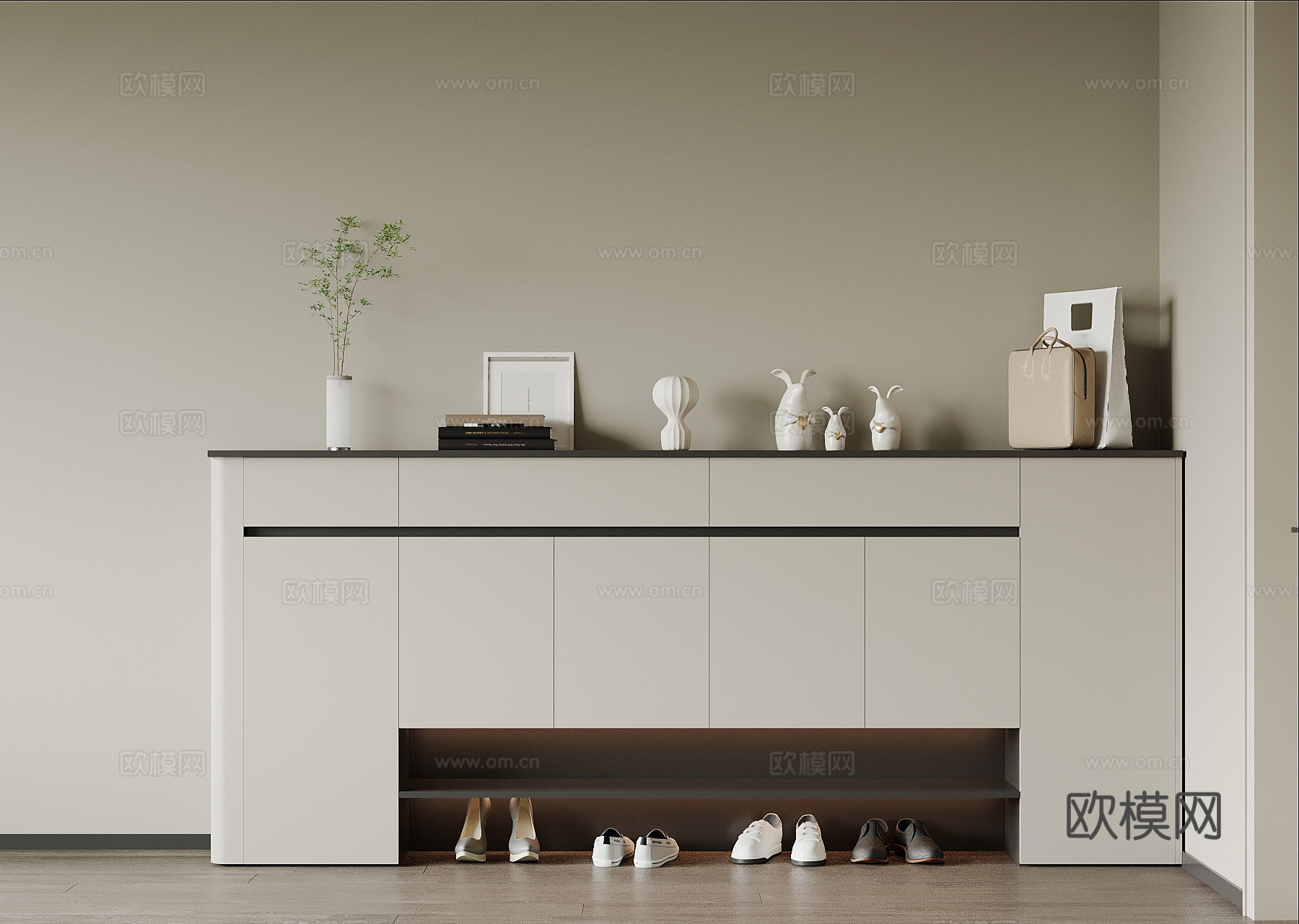 现代鞋柜 入户玄关柜su模型