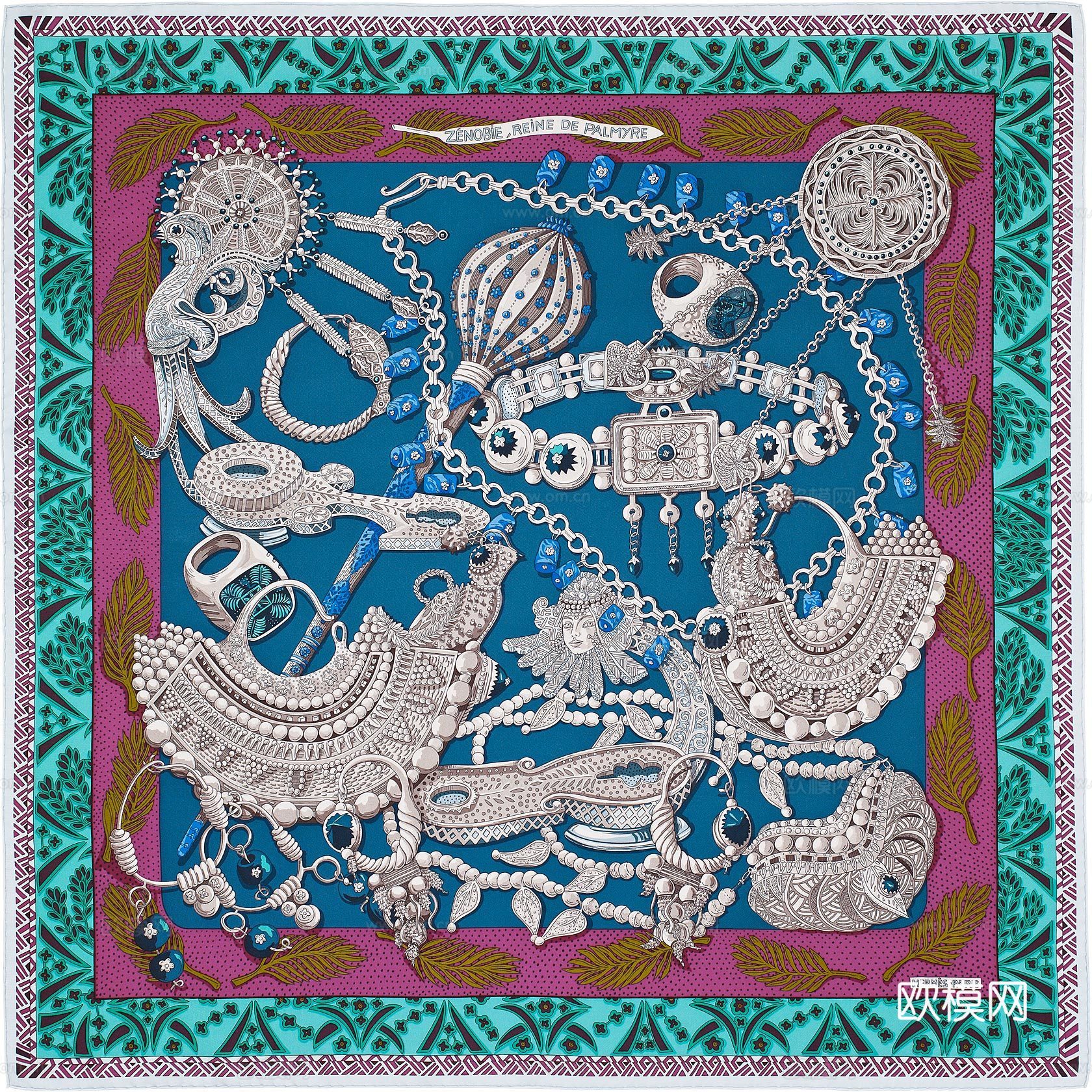 爱马仕丝巾印花图案手绘插画图集65下载