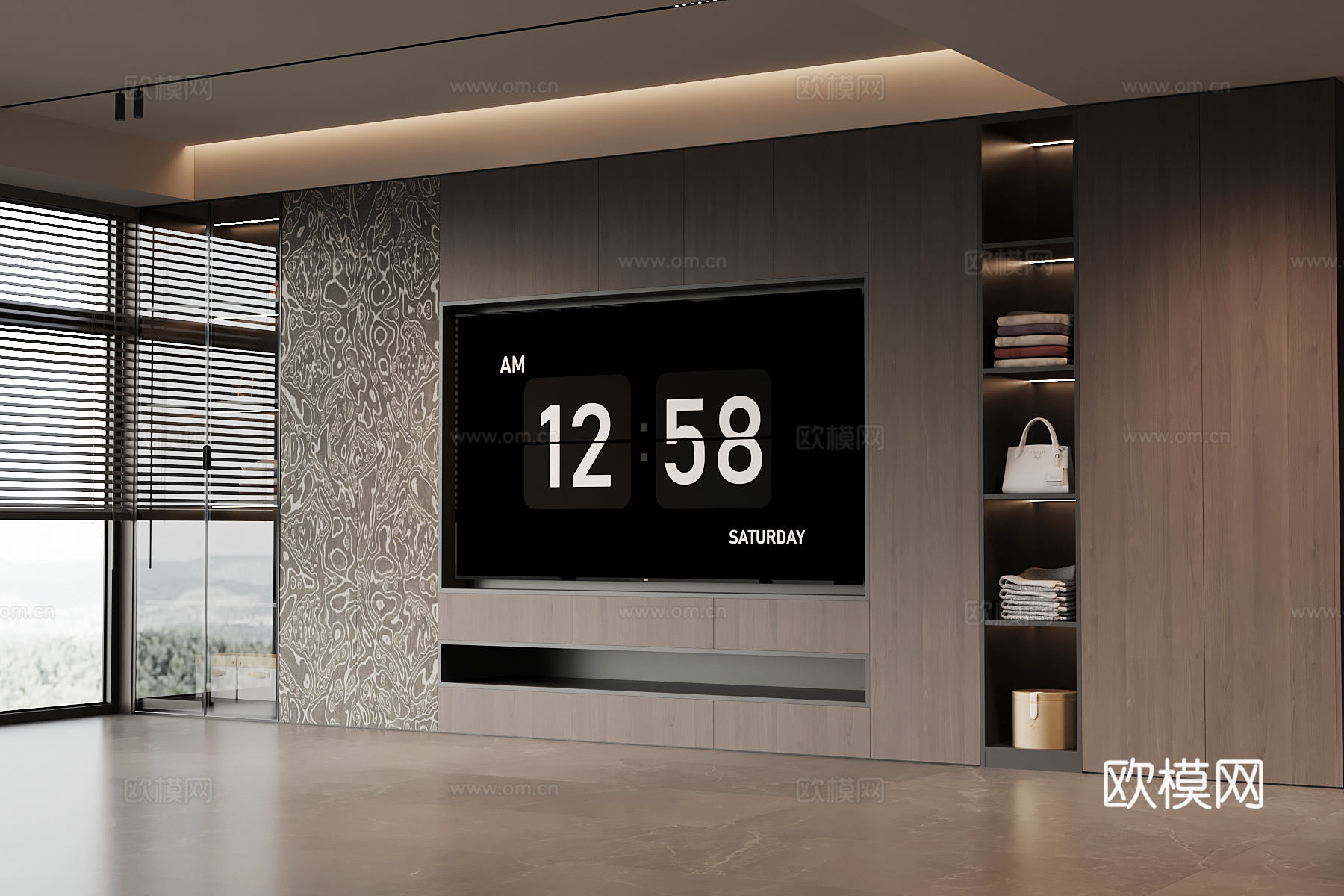现代意式背景墙 电视背景墙su模型