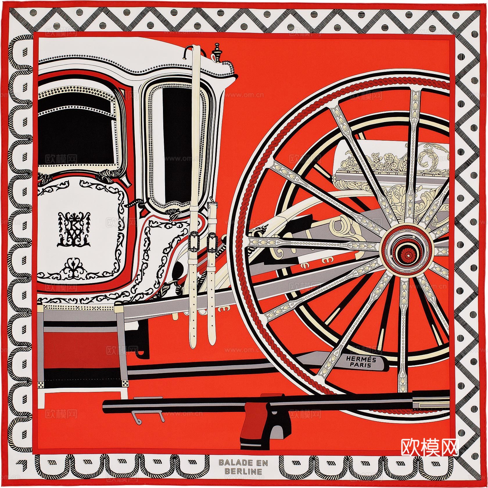 爱马仕丝巾印花图案手绘插画图集83下载