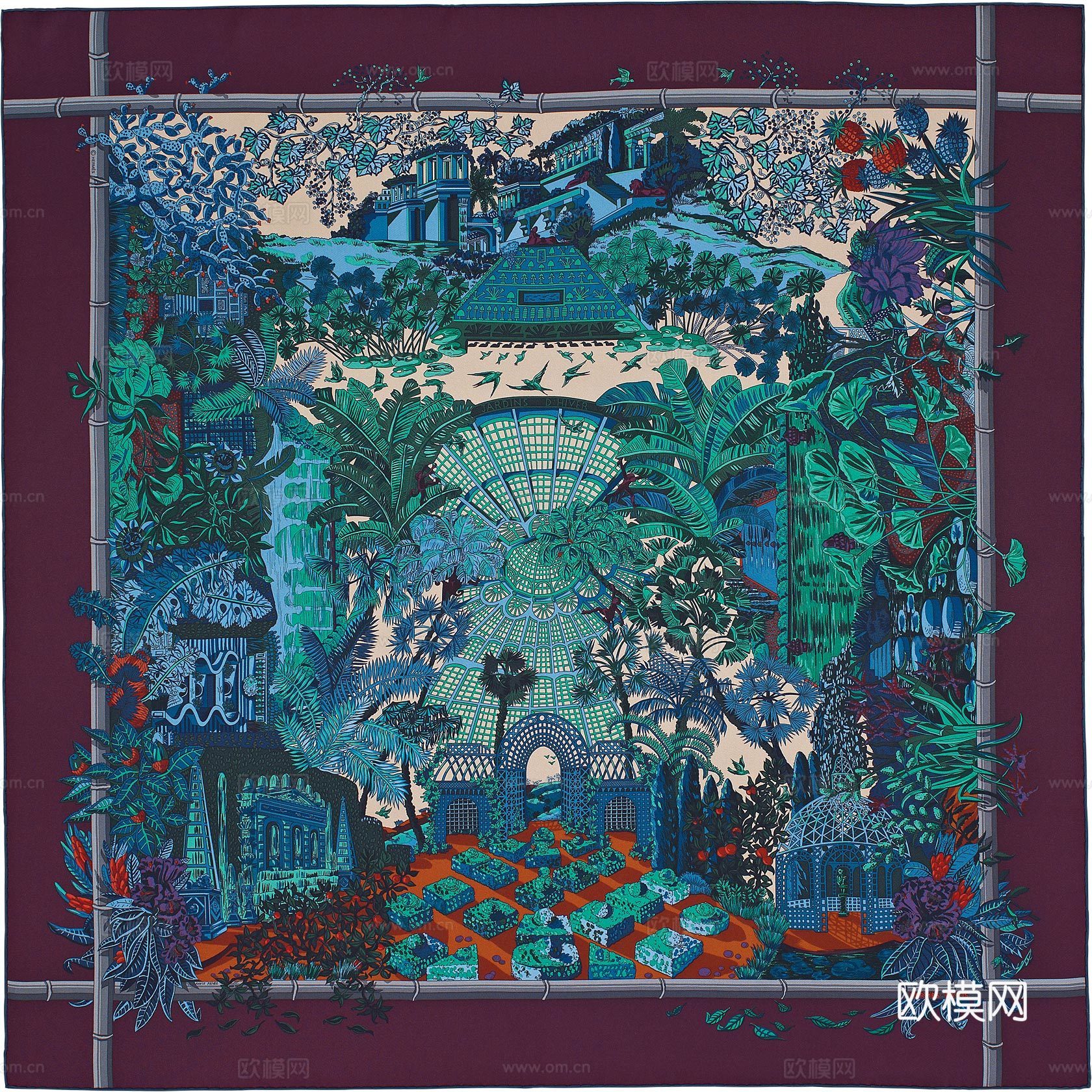 爱马仕丝巾印花图案手绘插画图集63下载