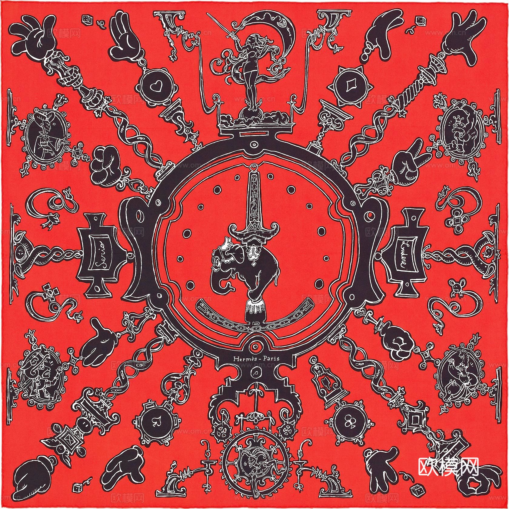 爱马仕丝巾印花图案手绘插画图集20下载