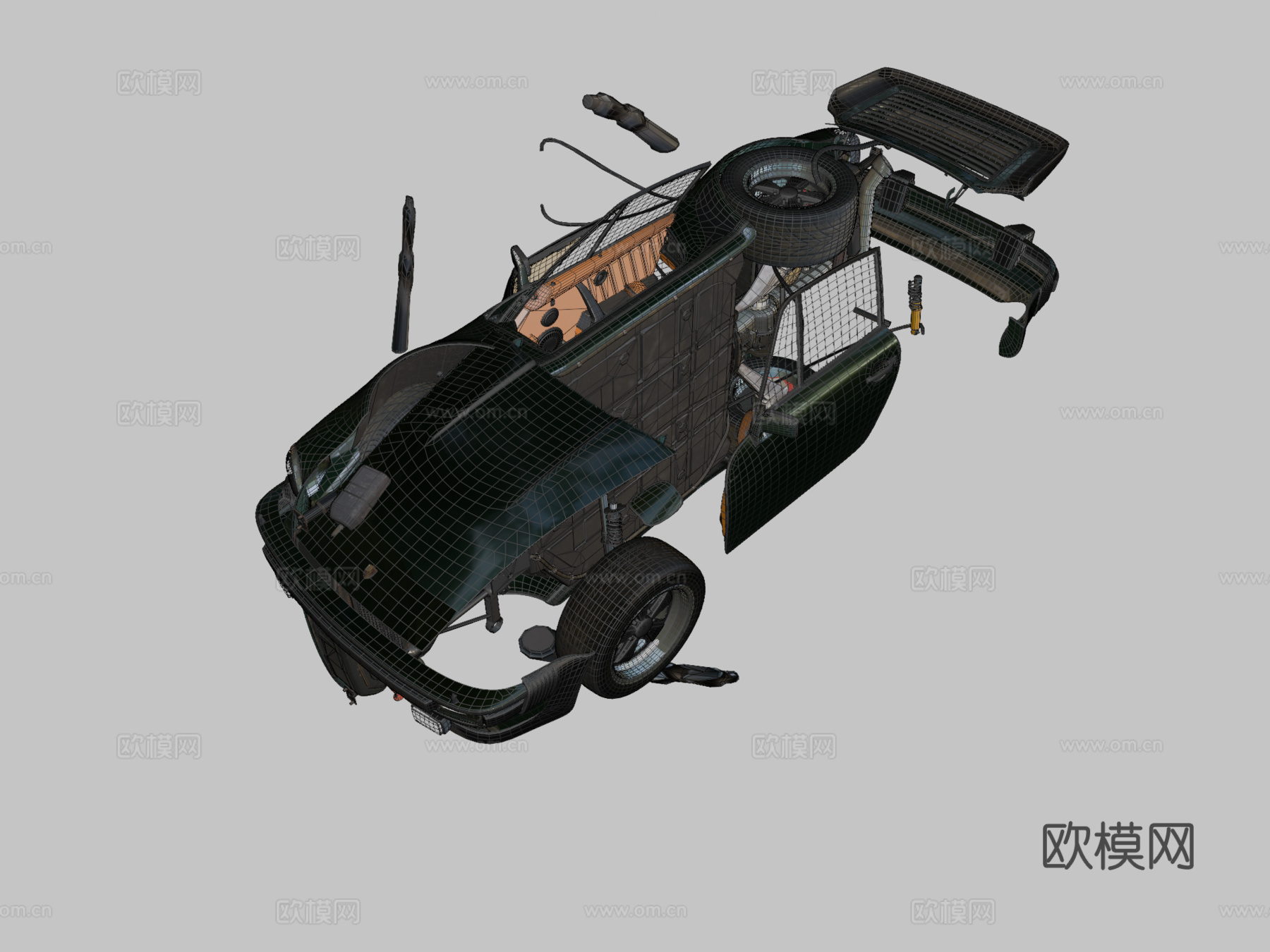 保时捷911930涡轮详细3d模型下载（渲染图2）