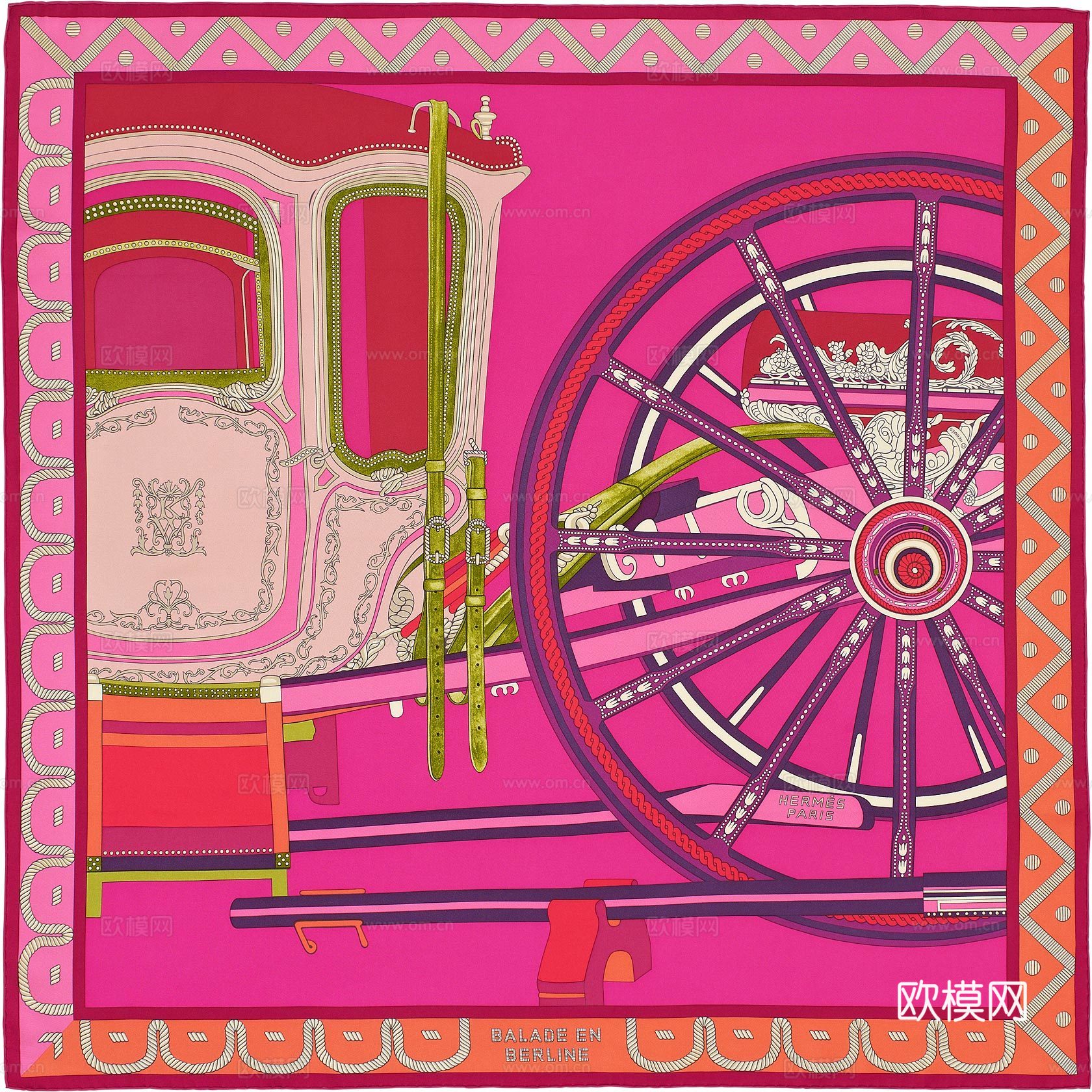 爱马仕丝巾印花图案手绘插画图集64下载