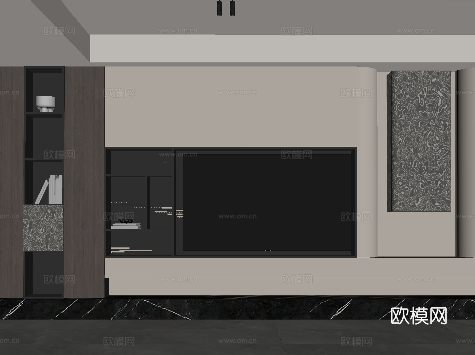 现代意式电视背景墙su模型