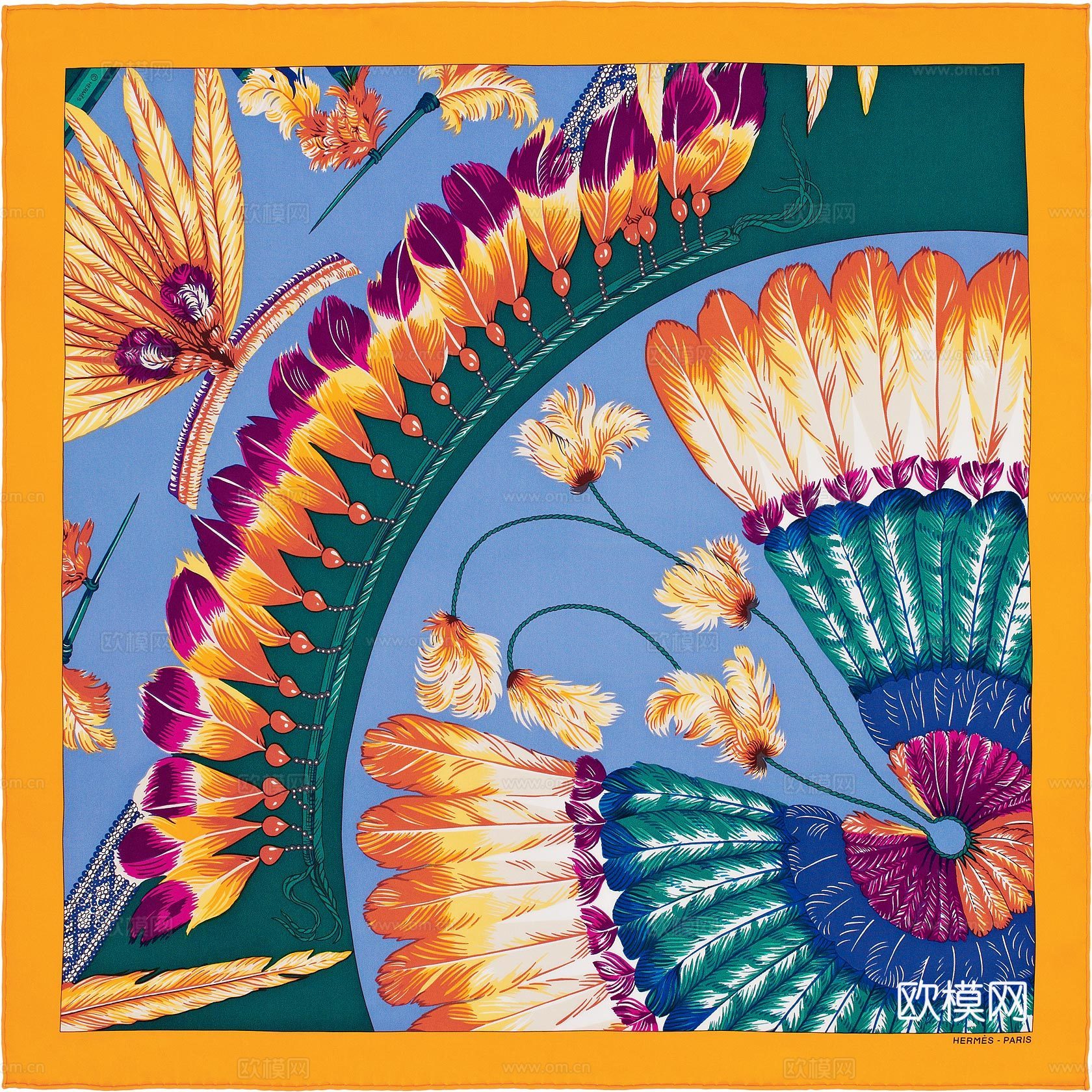 国外高端丝巾面料印花图案738下载