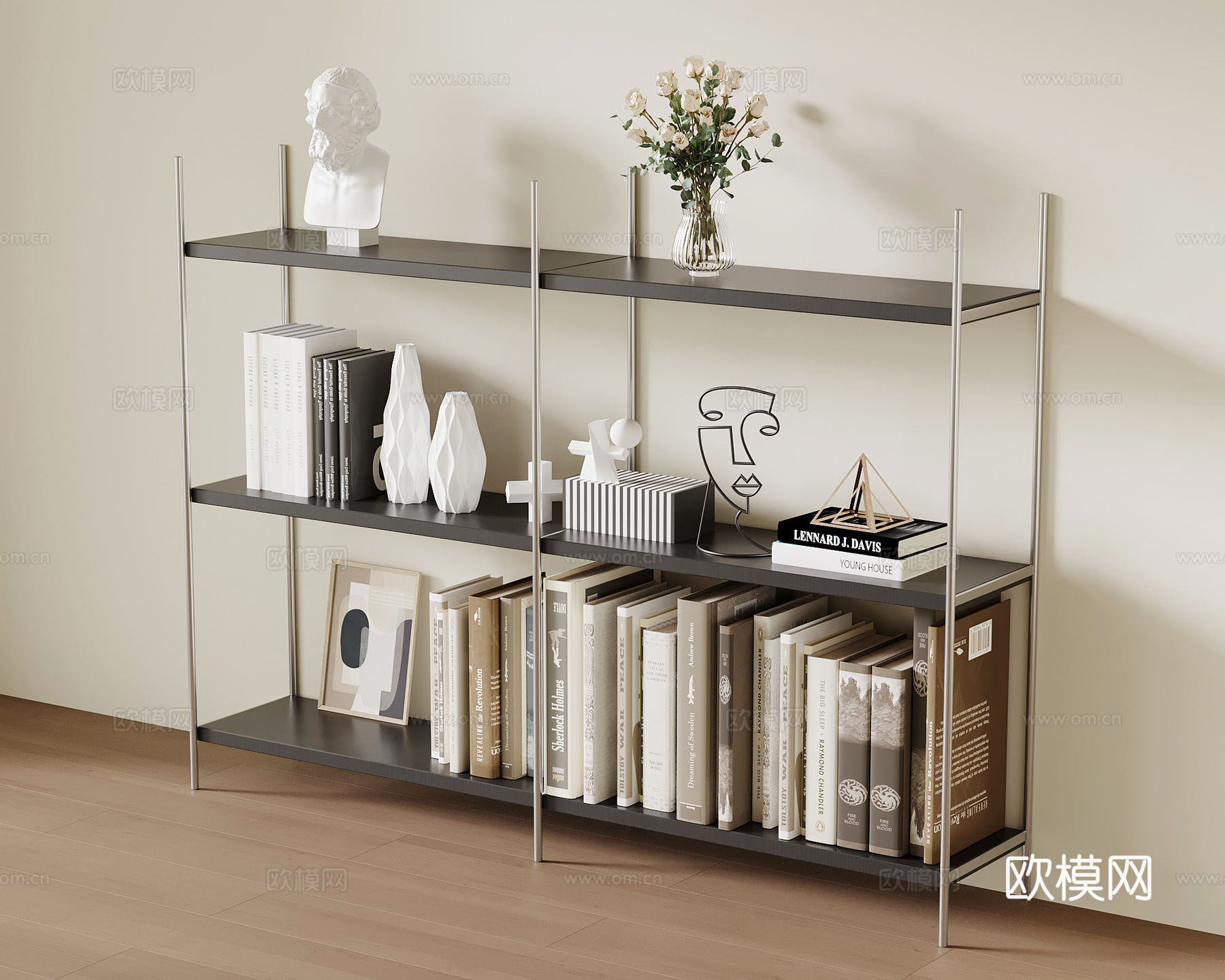 现代书架 置物架su模型