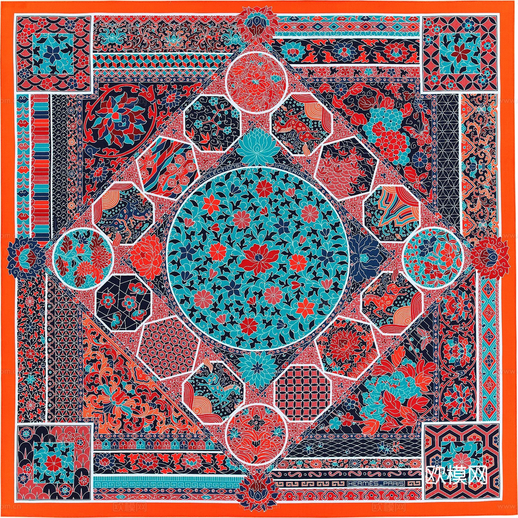 国外高端丝巾面料印花图案834