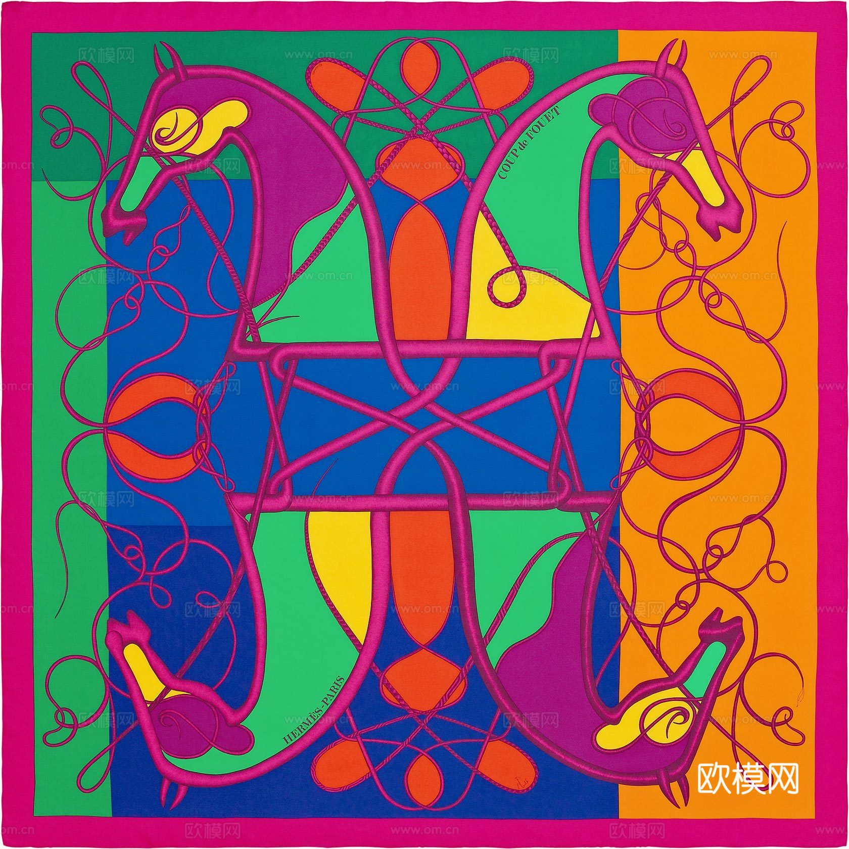 国外高端丝巾面料印花图案942