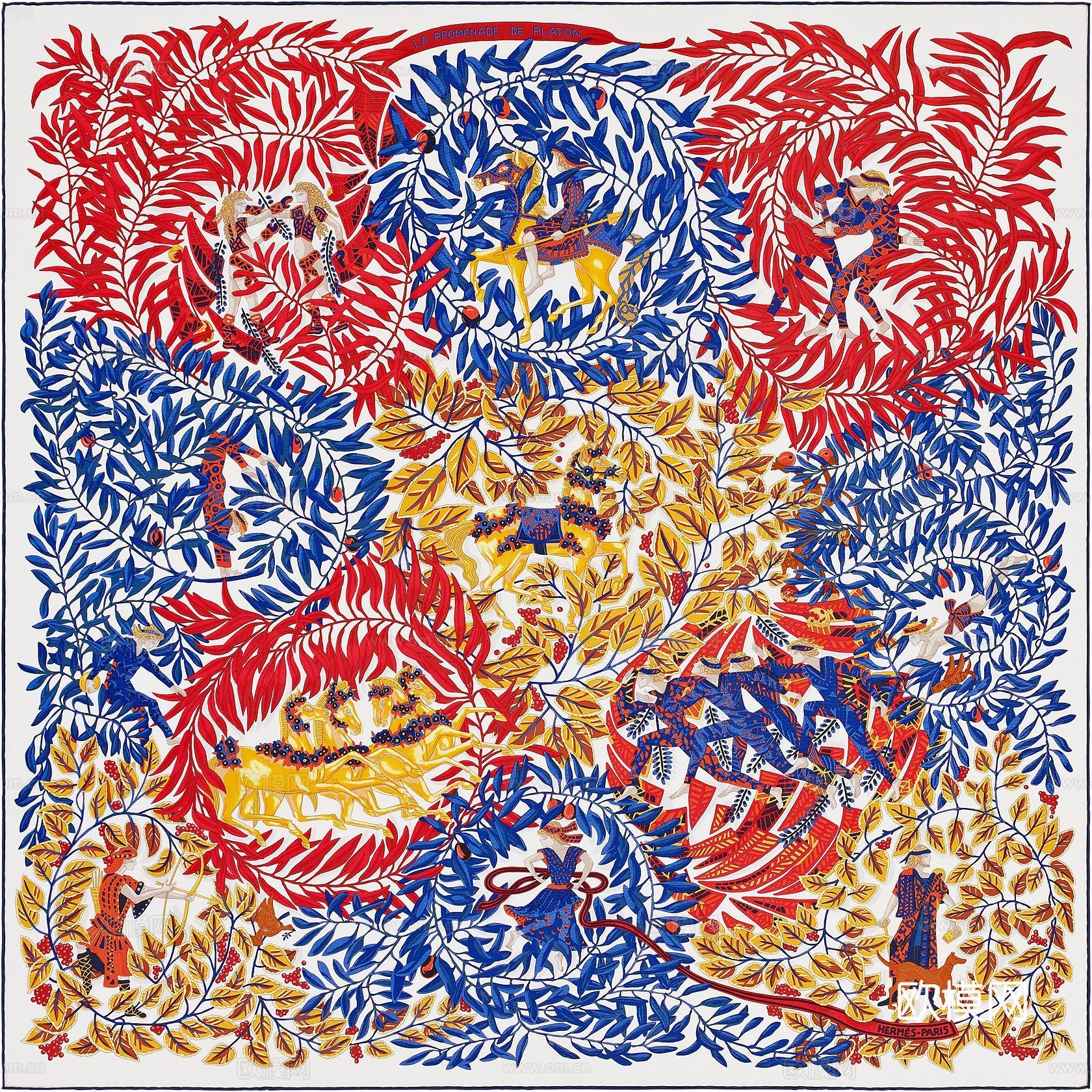 爱马仕丝巾印花图案手绘插画图集17下载