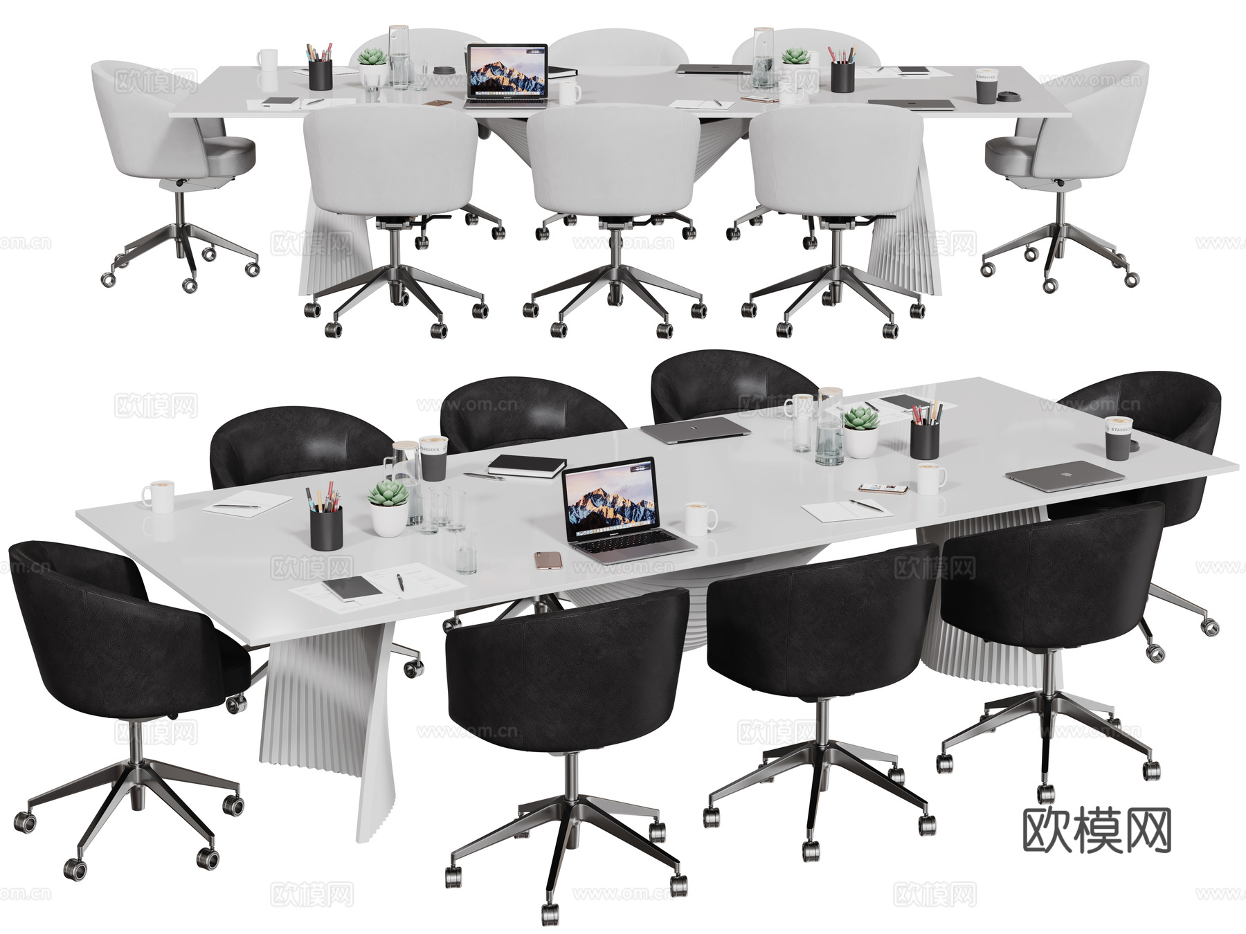 现代会议桌椅 洽谈桌椅 办公桌椅su模型