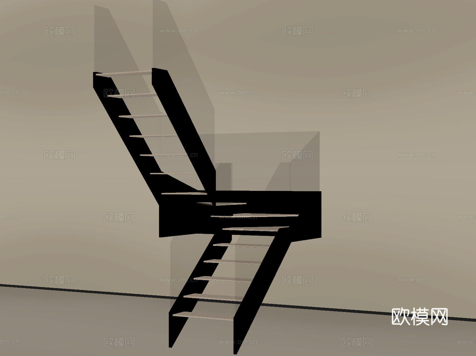 现代玻璃楼梯su模型