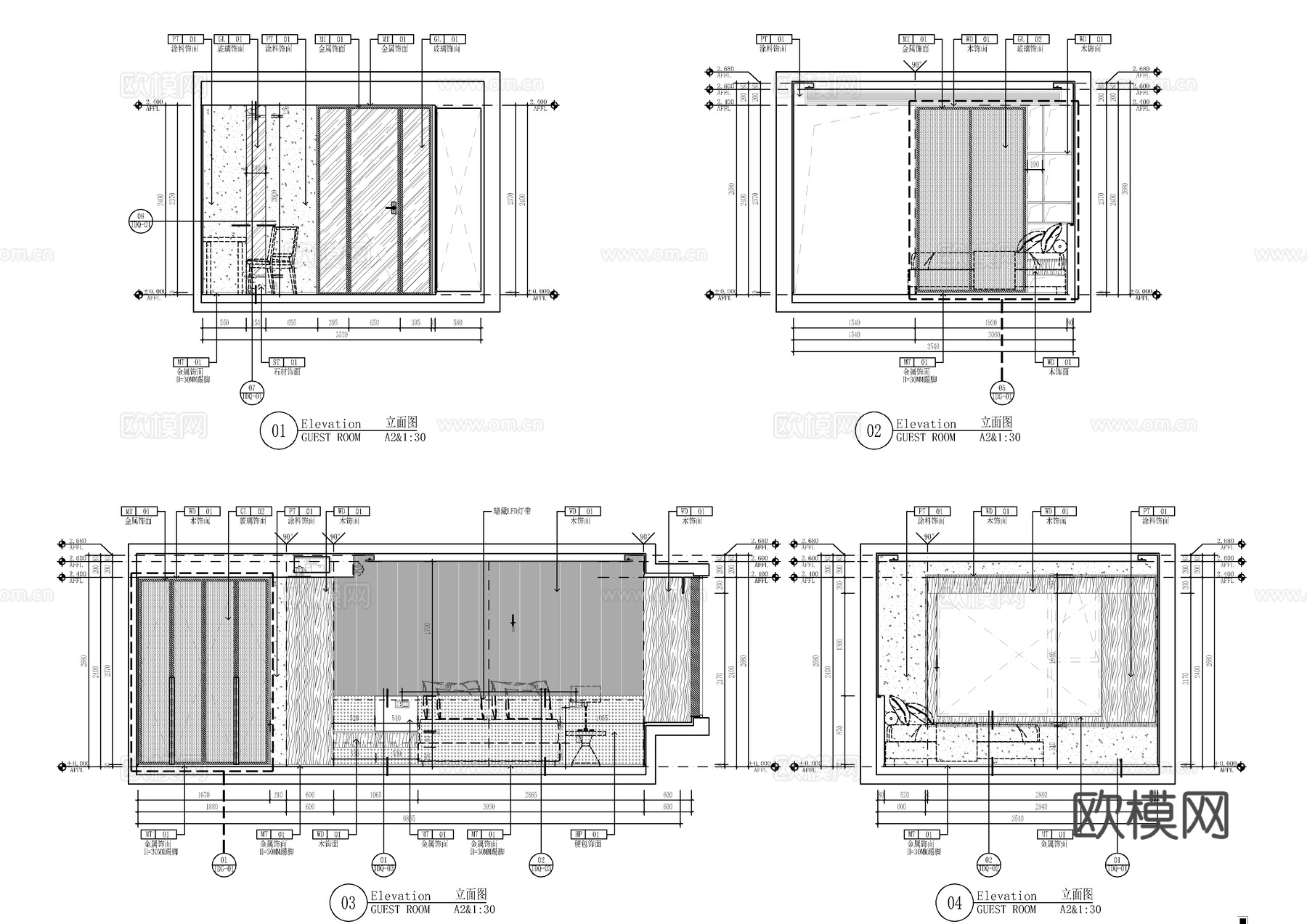 150㎡四居室大平层全套施工图   CAD家装施工图   样cad施工图
