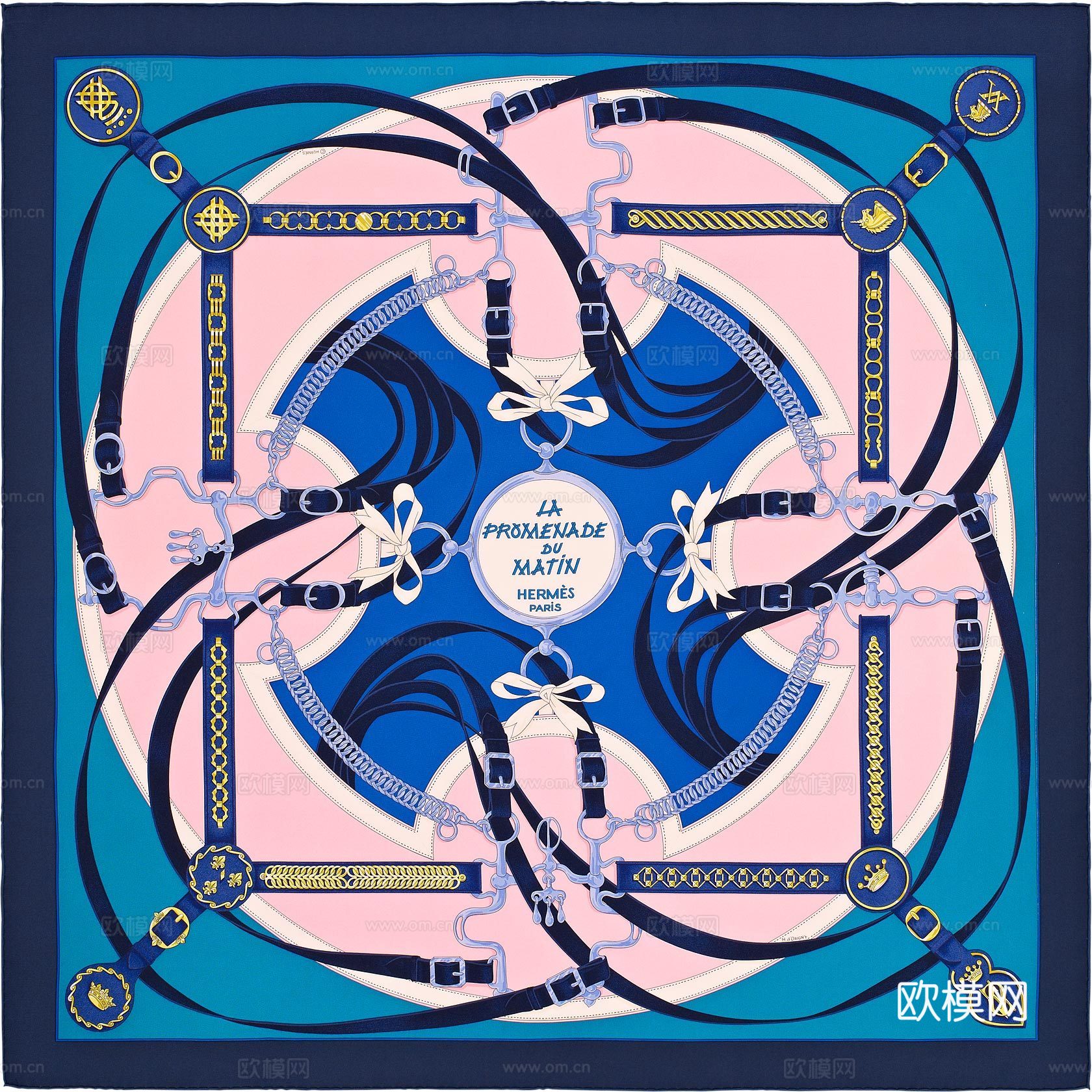 爱马仕丝巾印花图案手绘插画图集4下载