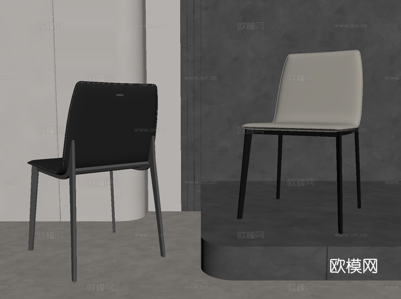 现代意式餐椅 单椅 休闲椅su模型su模型
