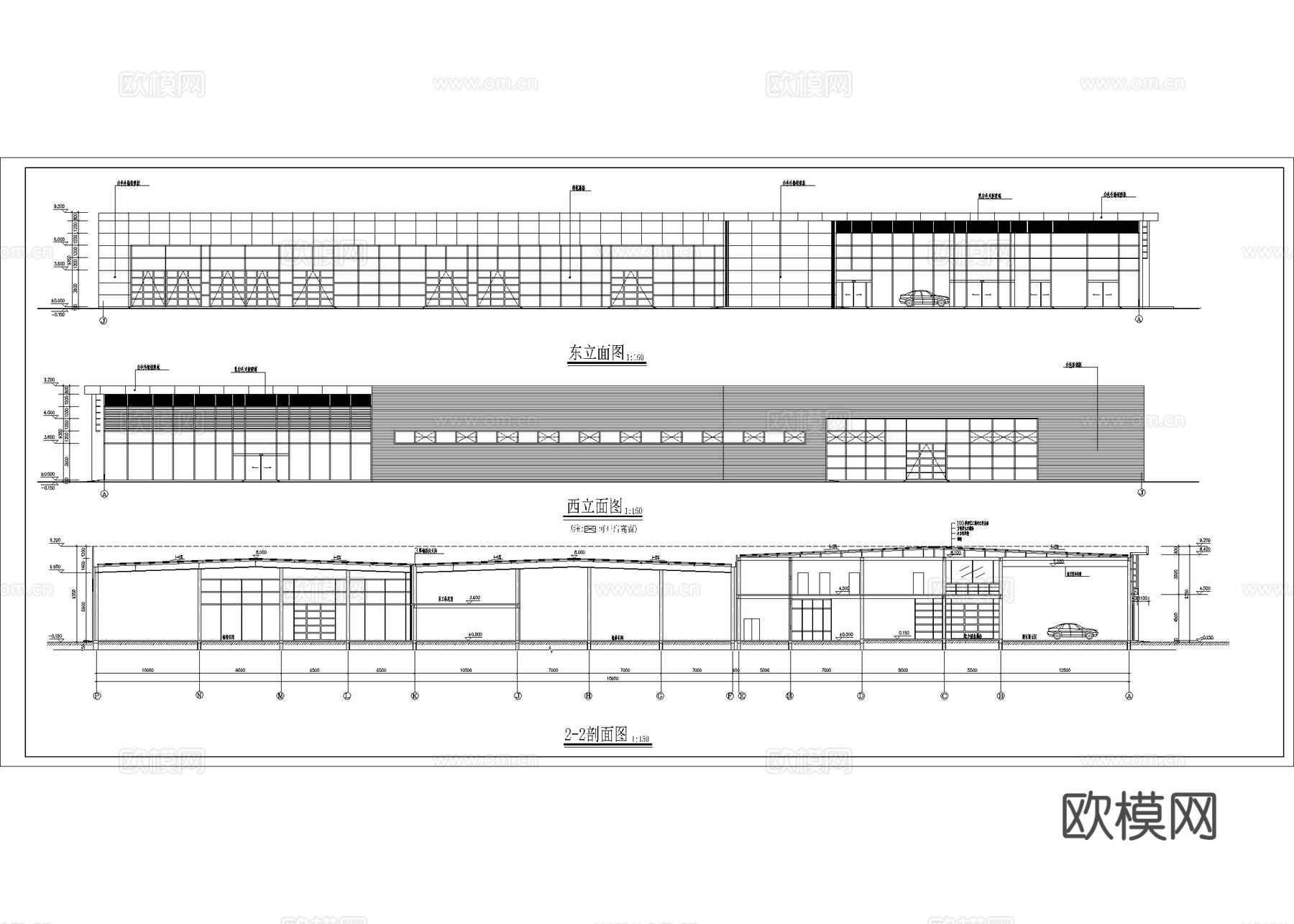 宝马汽车4S店专卖店 最新全套施工图设计cad施工图