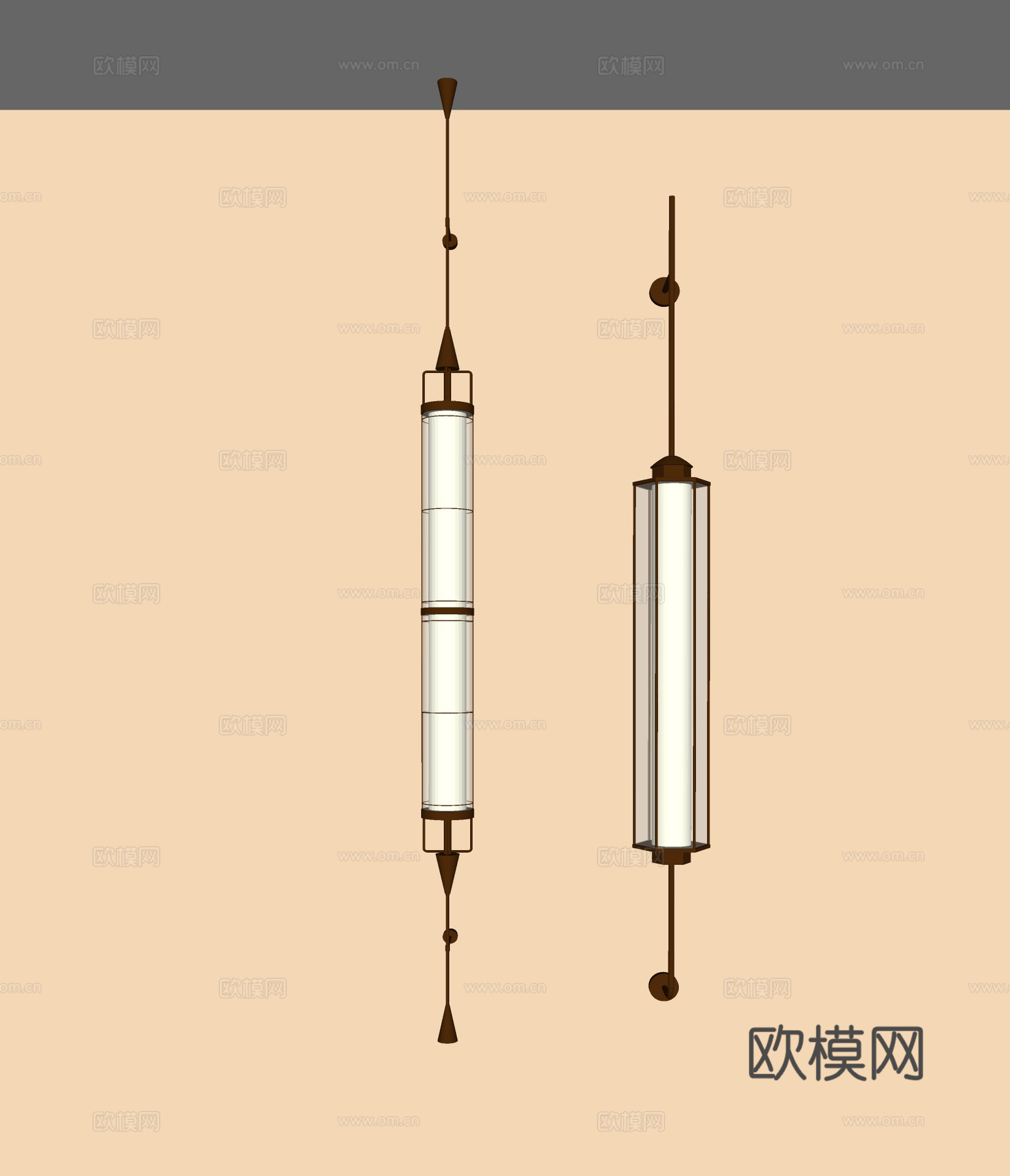 现代金属壁灯 大型壁灯 床头壁灯 长条壁灯 客厅壁灯su模型