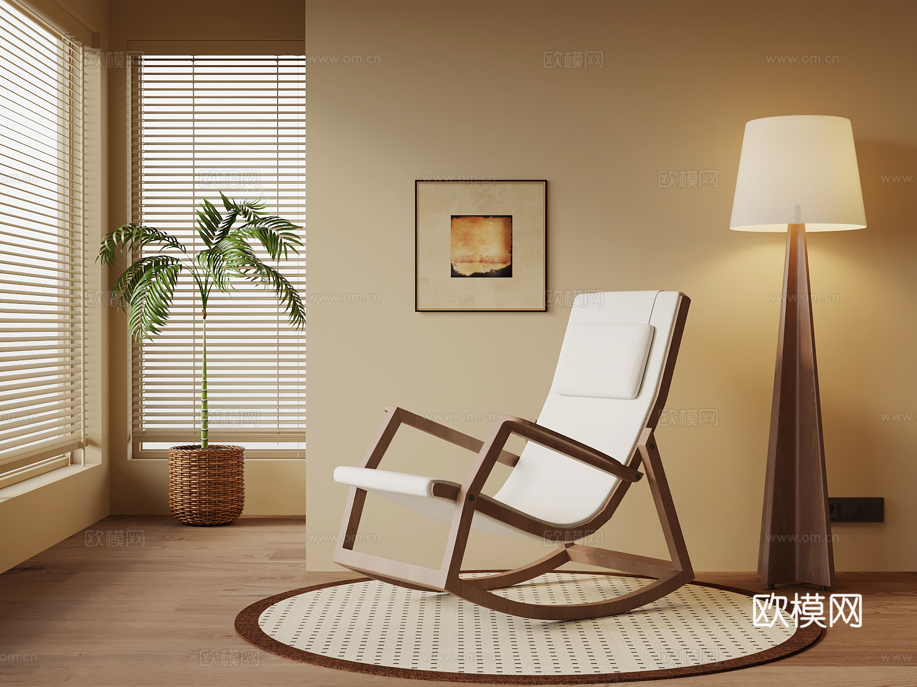 现代中古风躺椅 休闲椅su模型