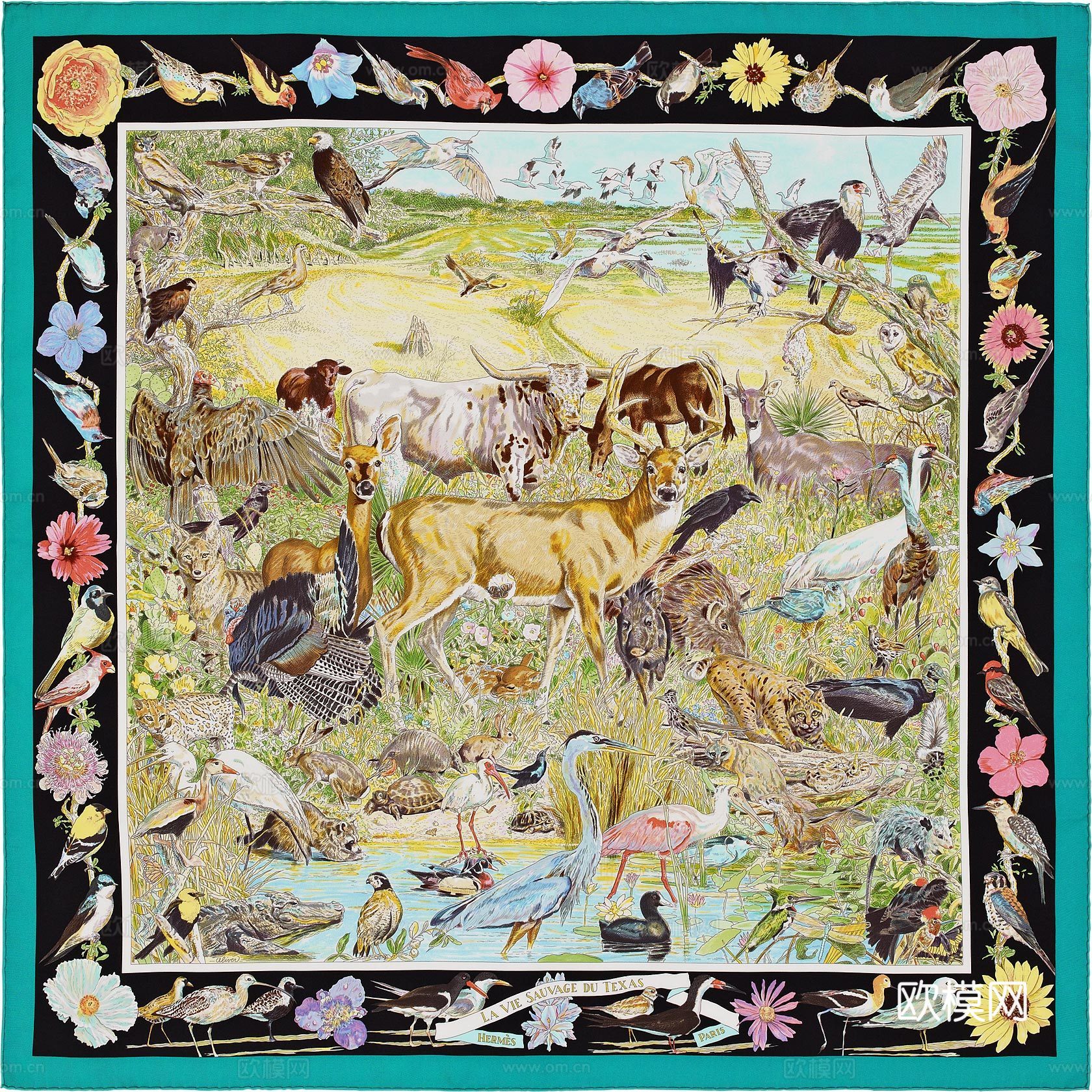 爱马仕丝巾印花图案手绘插画图集13下载