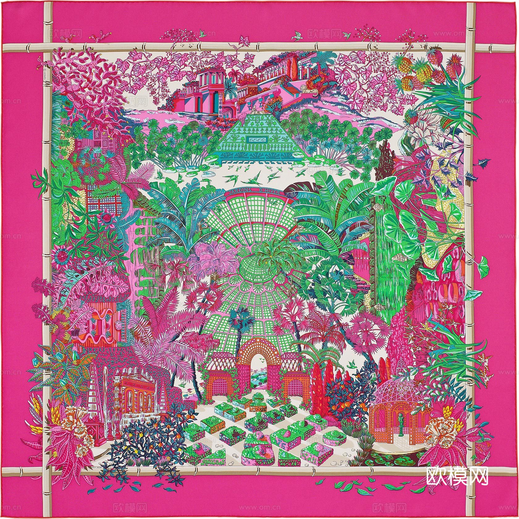 爱马仕丝巾印花图案手绘插画图集68下载