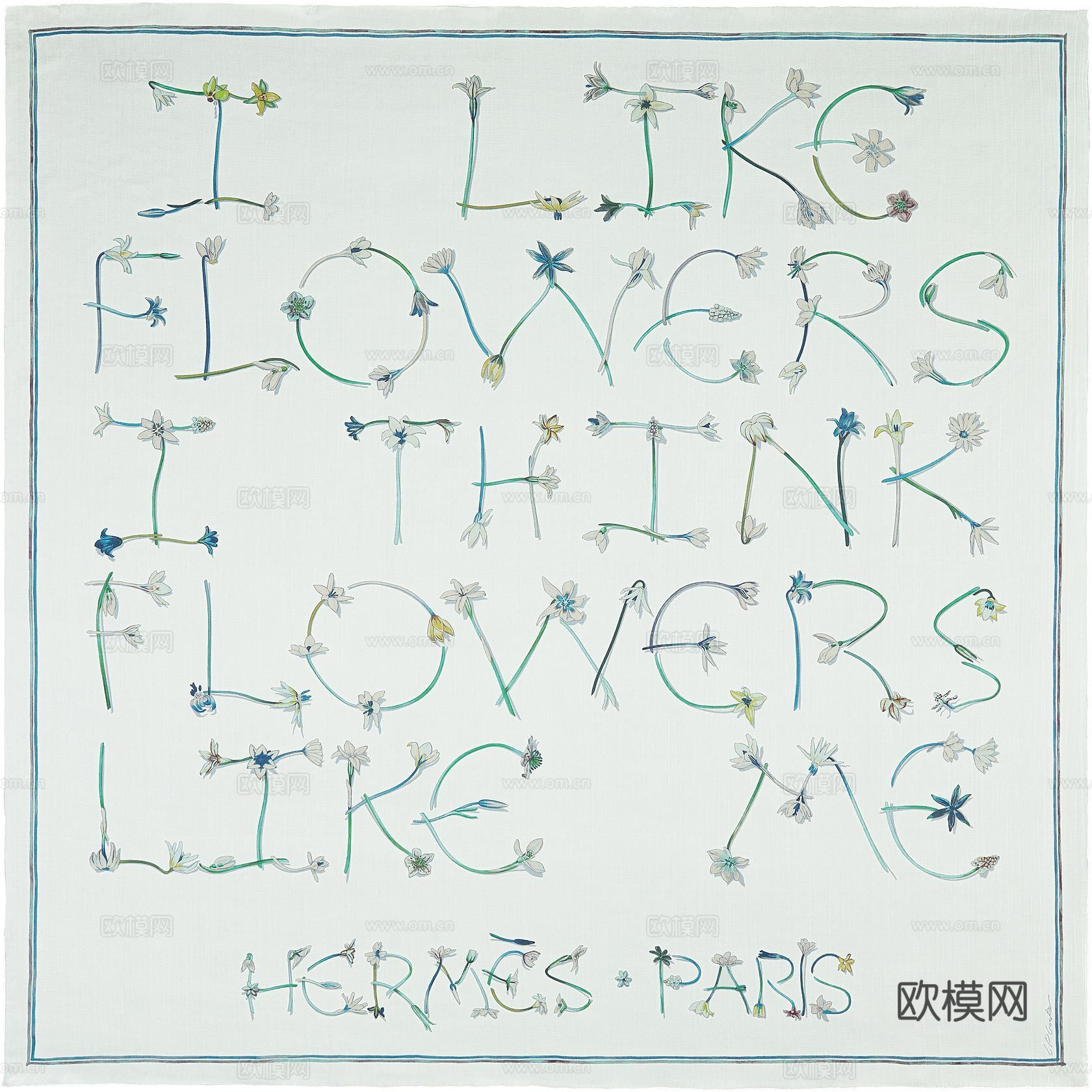 国外高端丝巾面料印花图案870