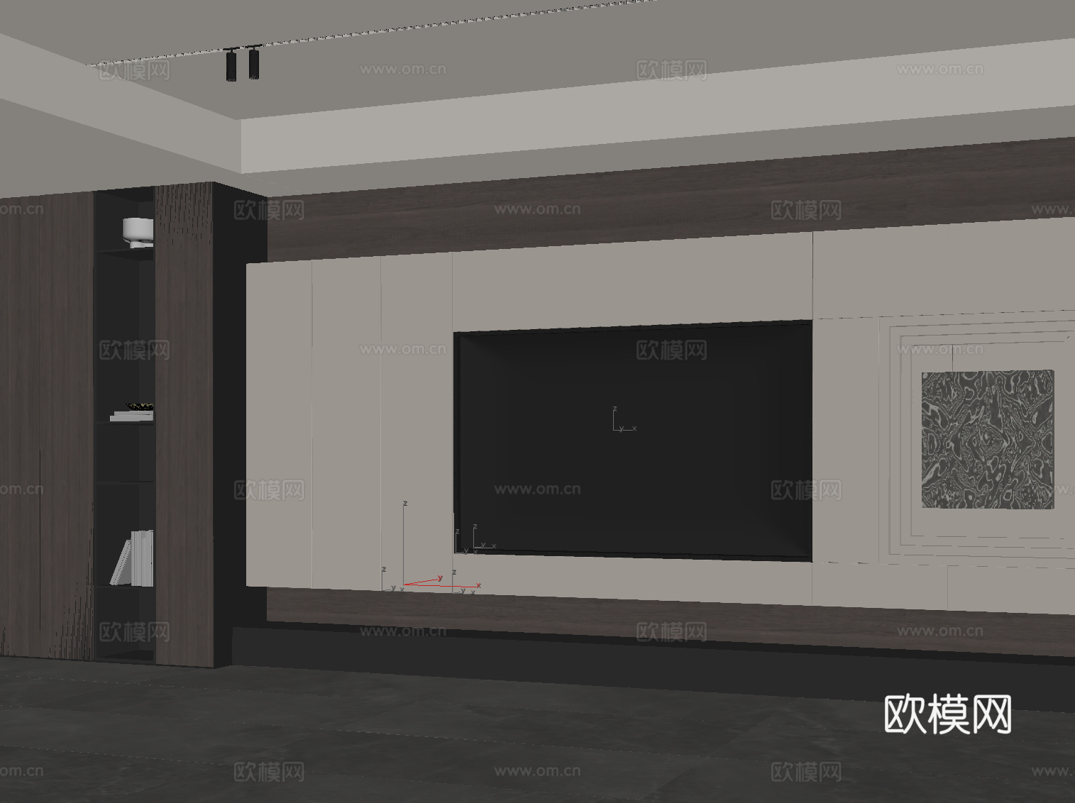 现代意式电视背景墙su模型