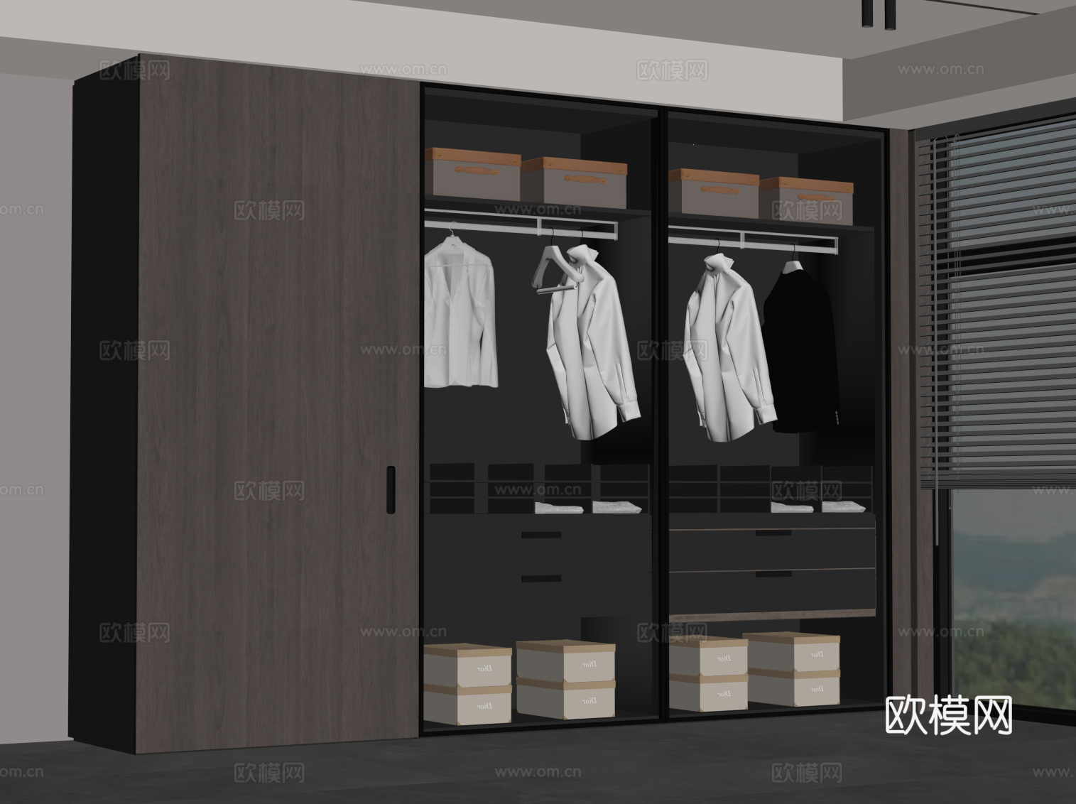 现代意式衣柜 成品衣柜su模型