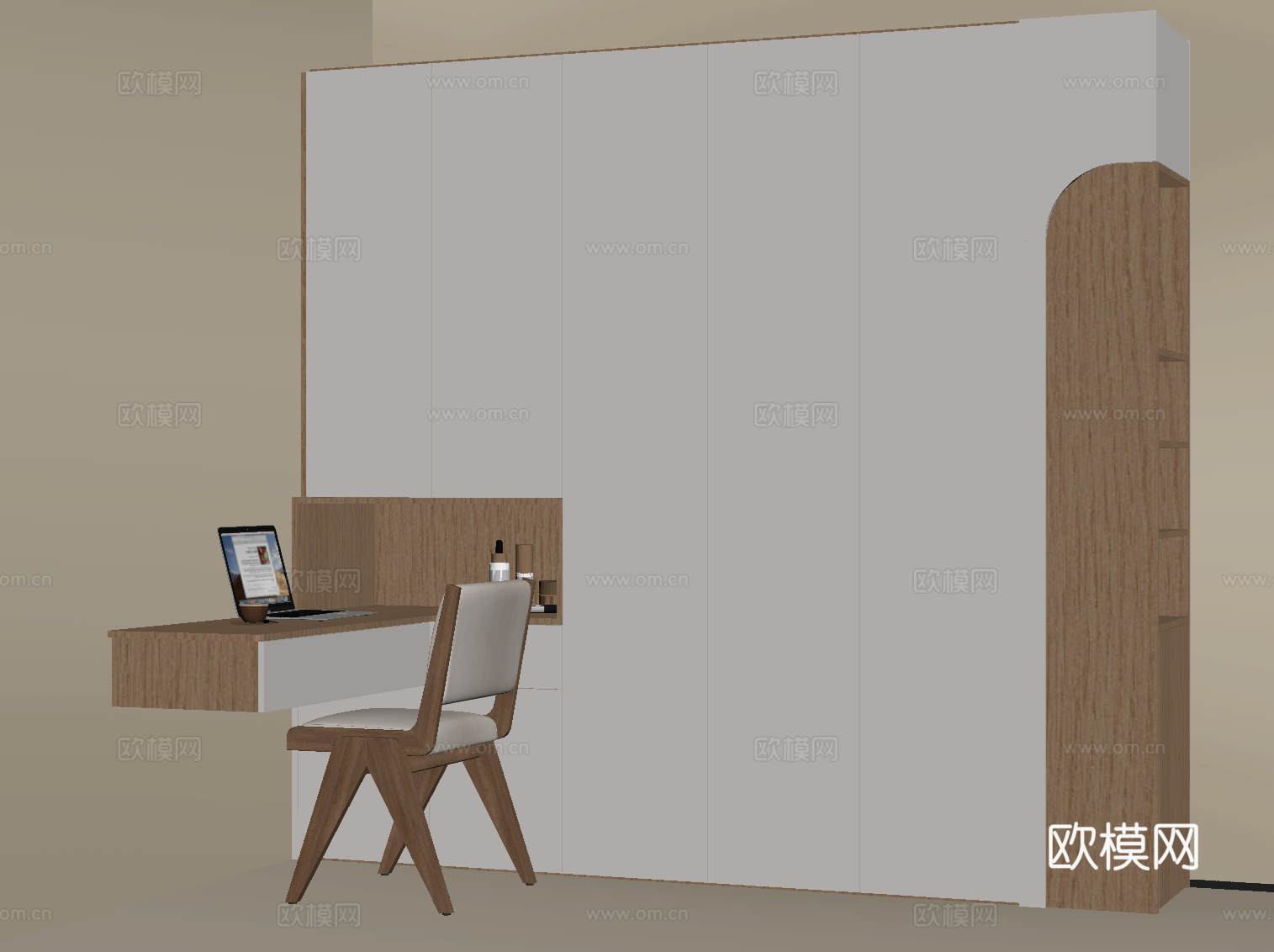 现代衣柜 书桌椅su模型