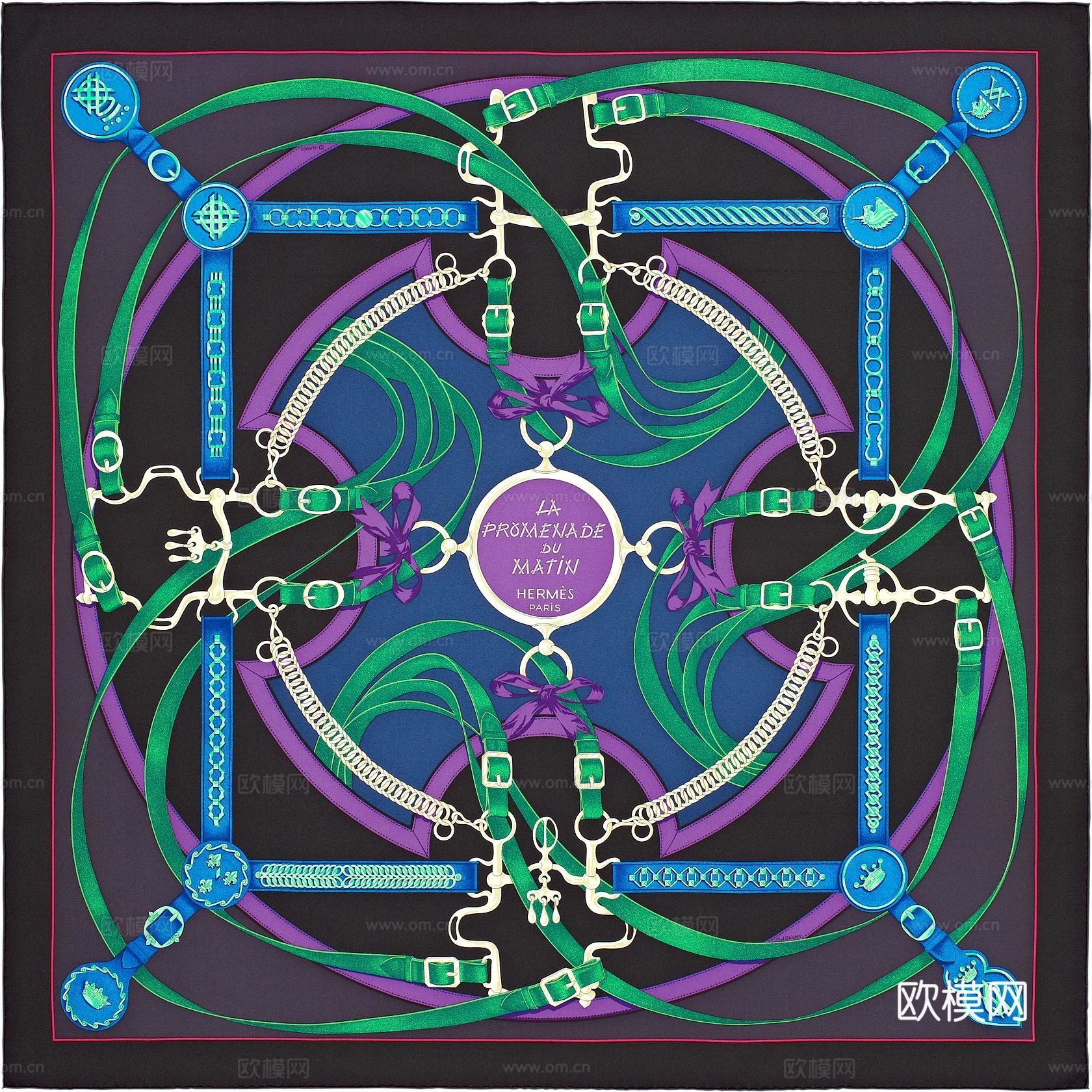 爱马仕丝巾印花图案手绘插画图集31下载