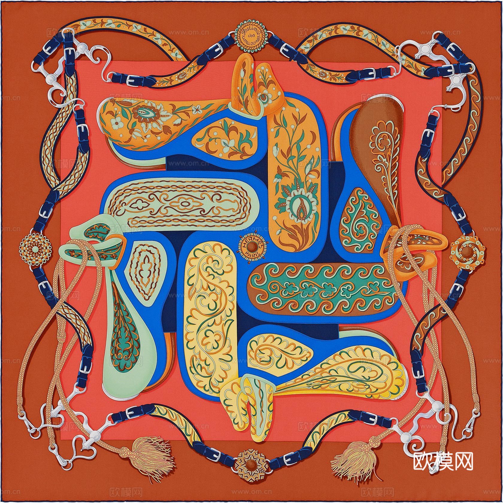 国外高端丝巾面料印花图案99