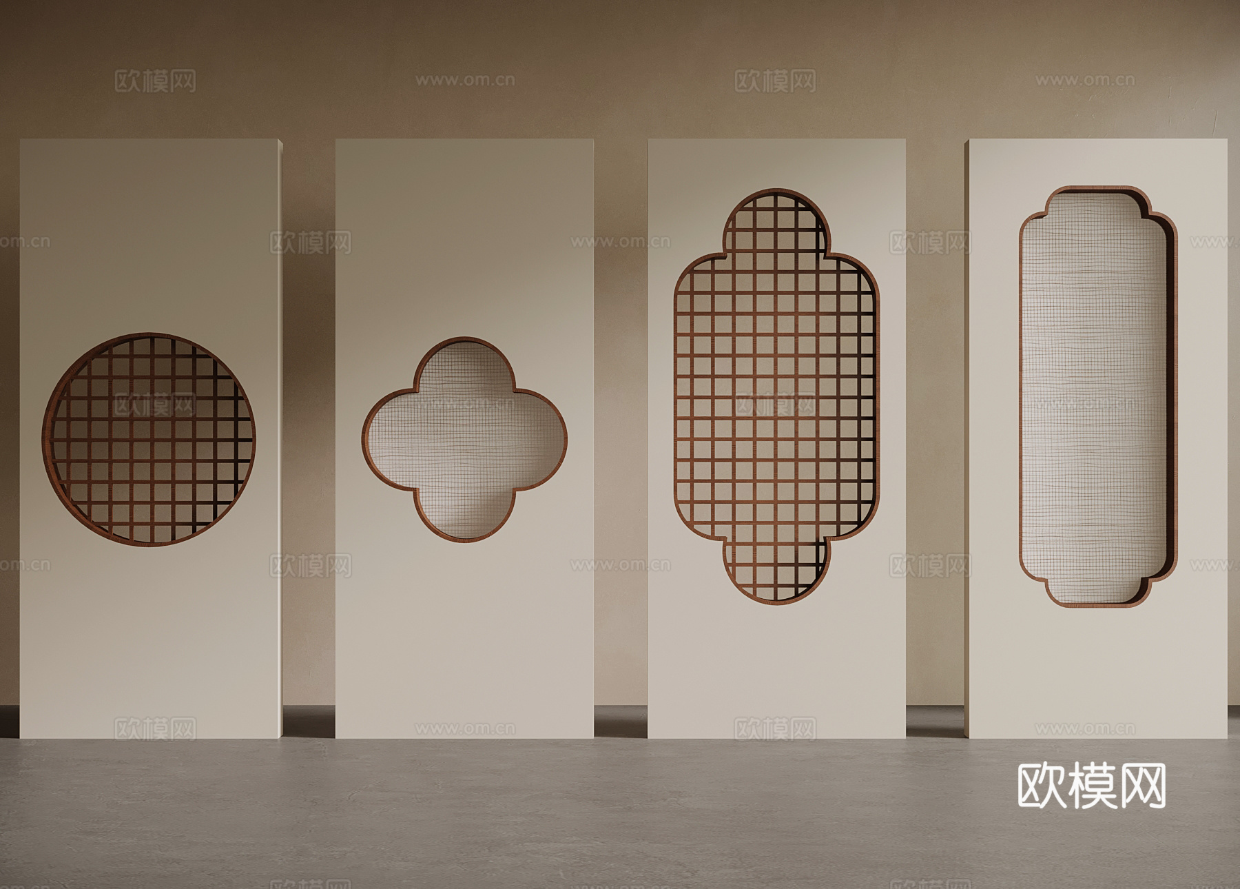 新中式玄关隔断 屏风su模型