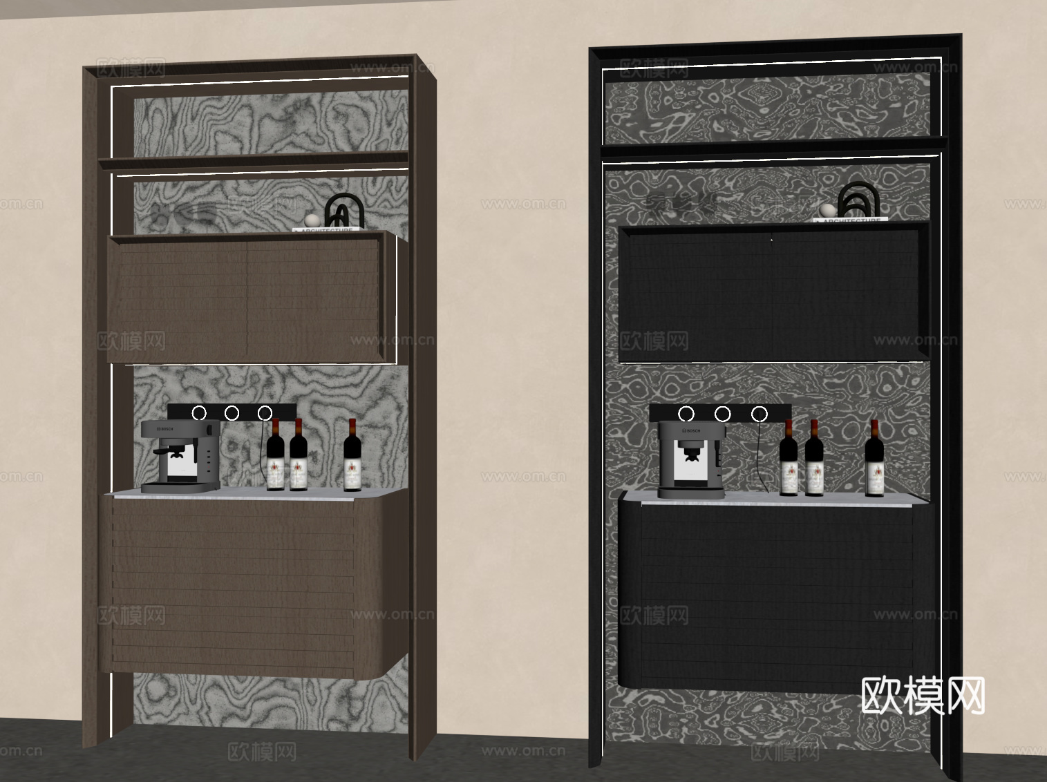 中古风边柜 餐边柜 备餐柜su模型