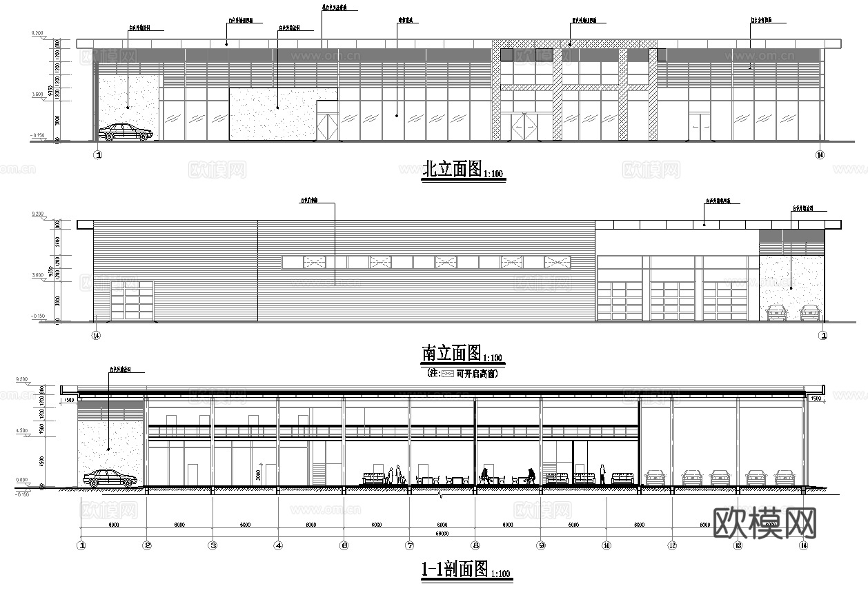 宝马汽车4S店专卖店 最新全套施工图设计cad施工图