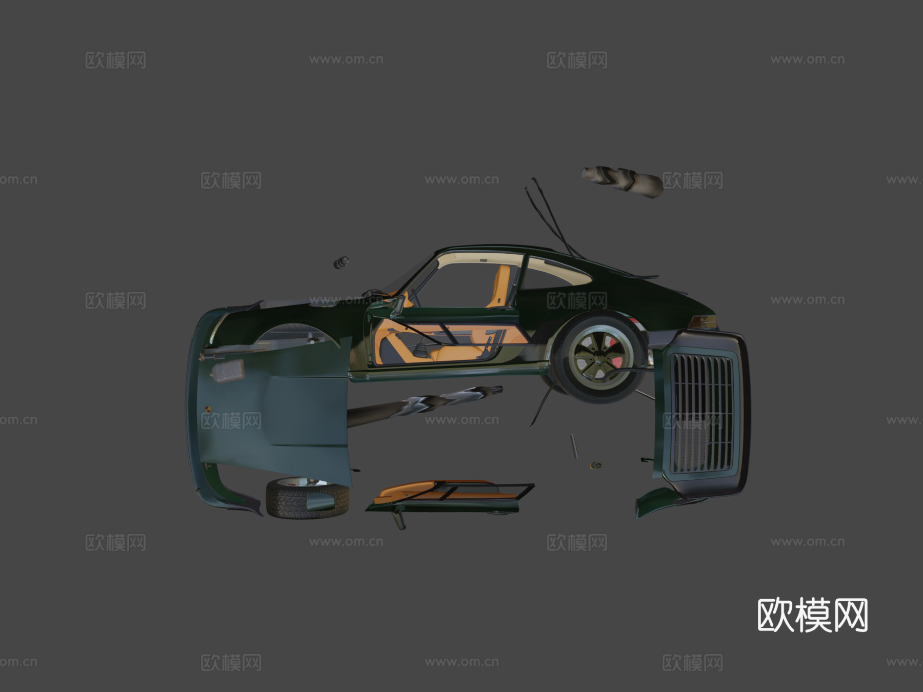 保时捷911930涡轮详细3d模型下载（渲染图5）