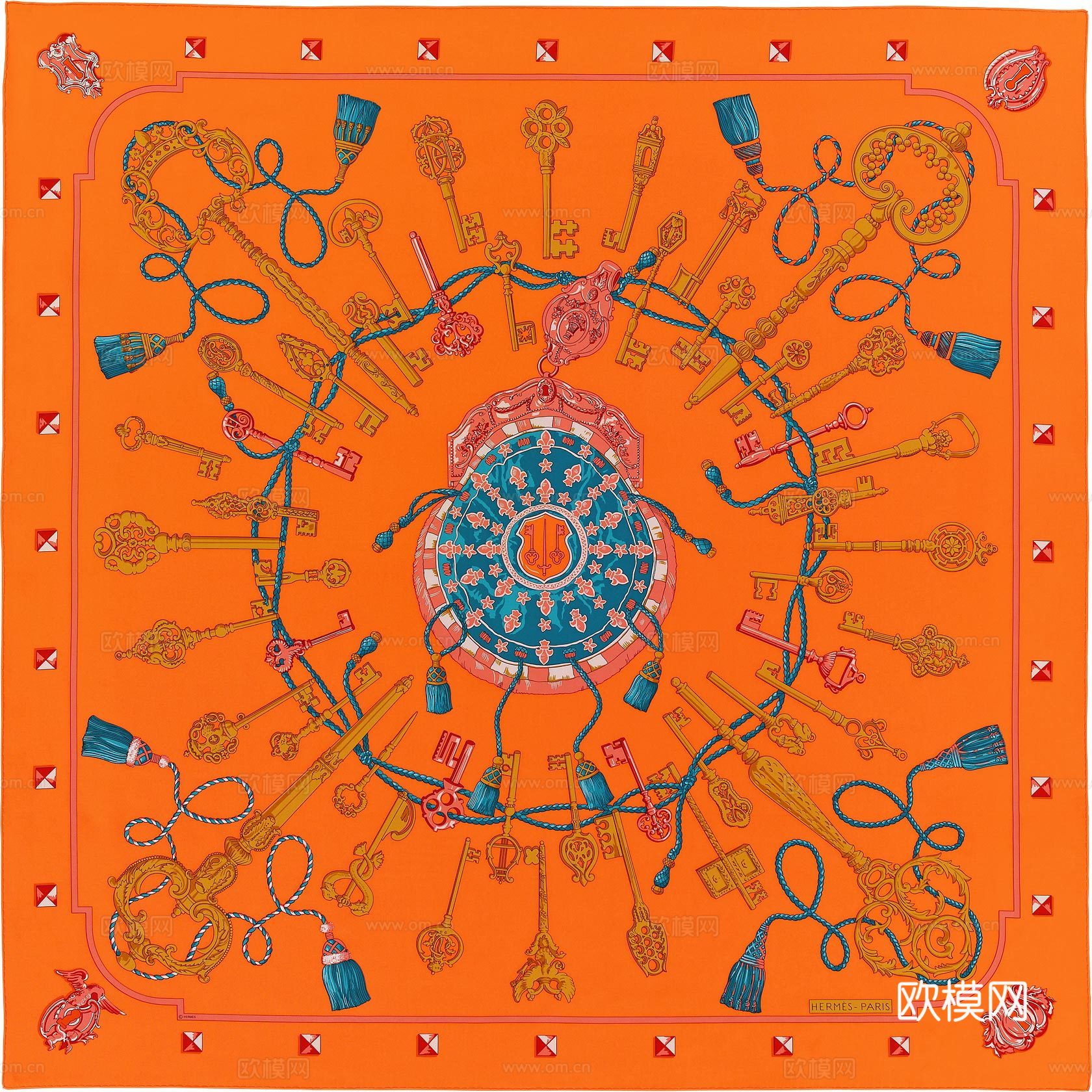 国外高端丝巾面料印花图案971