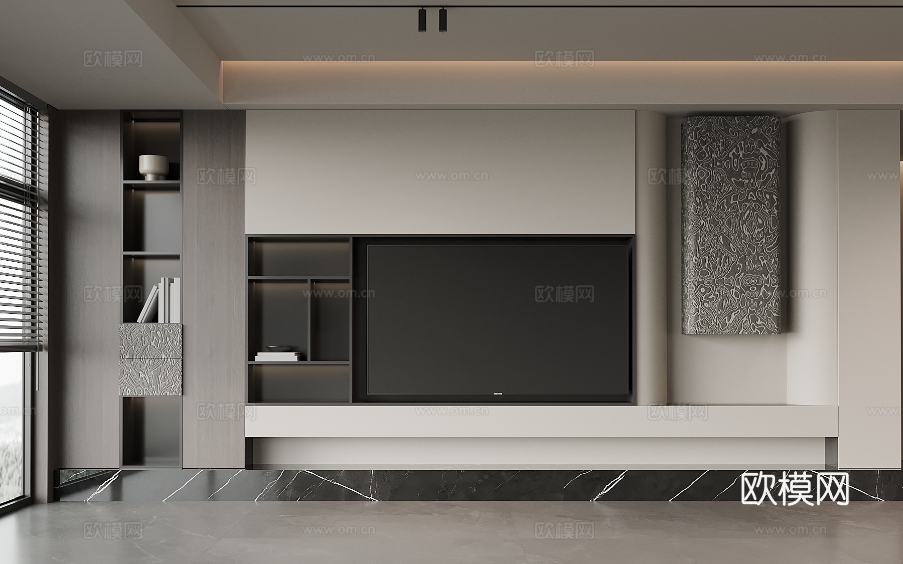 现代意式电视背景墙su模型