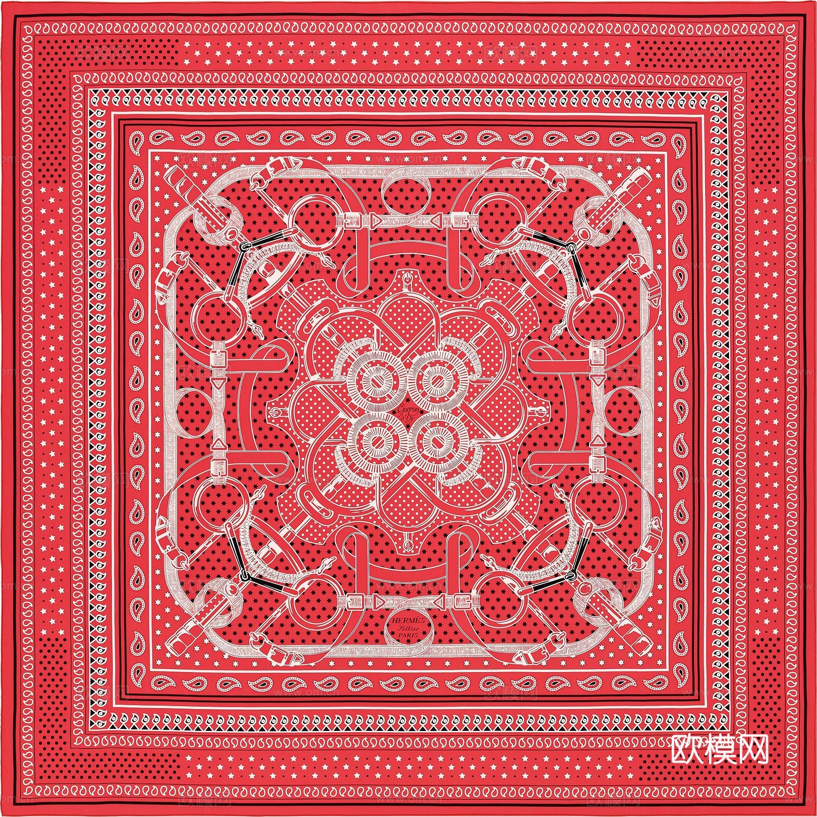 国外高端丝巾面料印花图案857