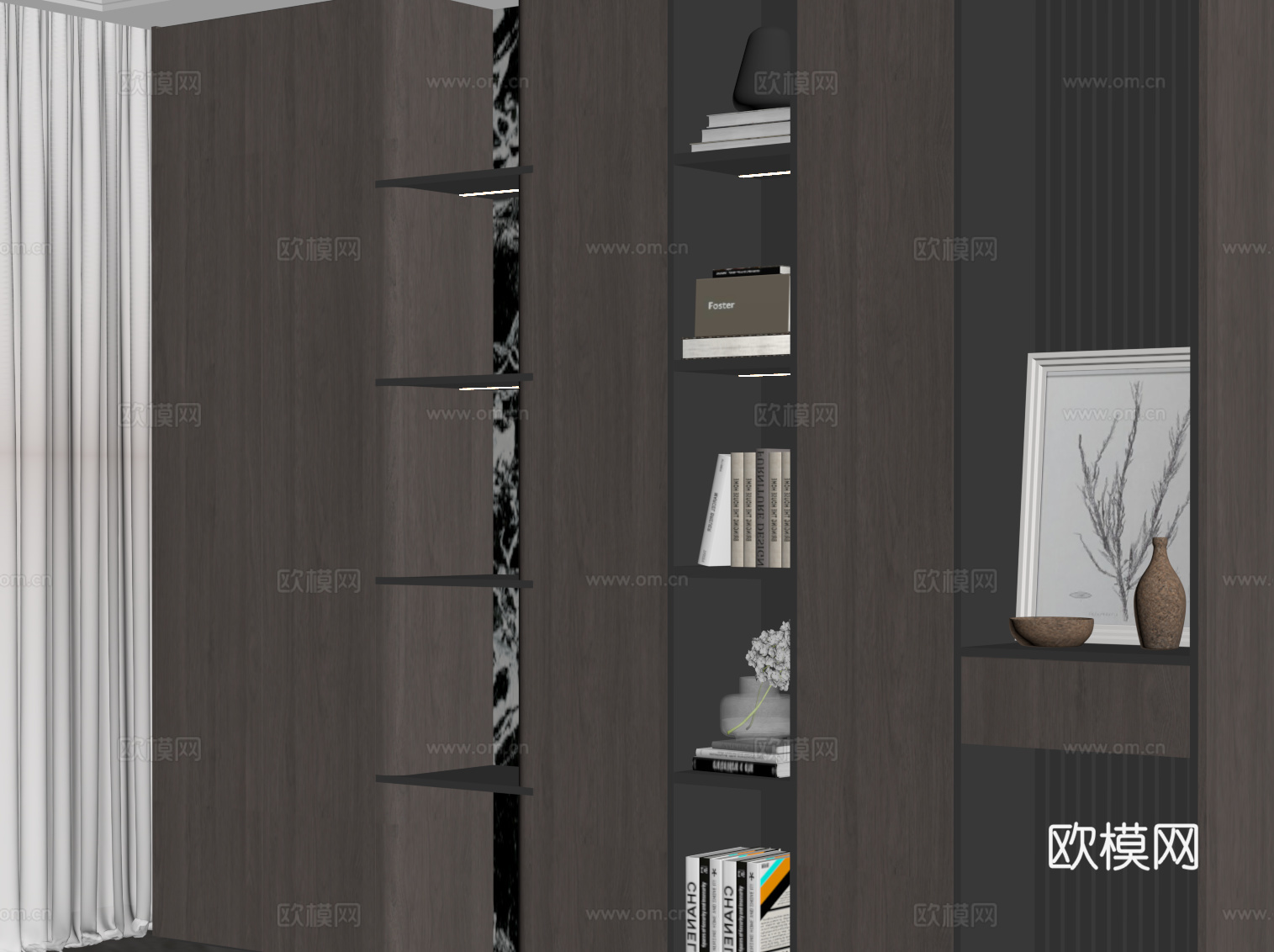 现代书柜 置物柜su模型