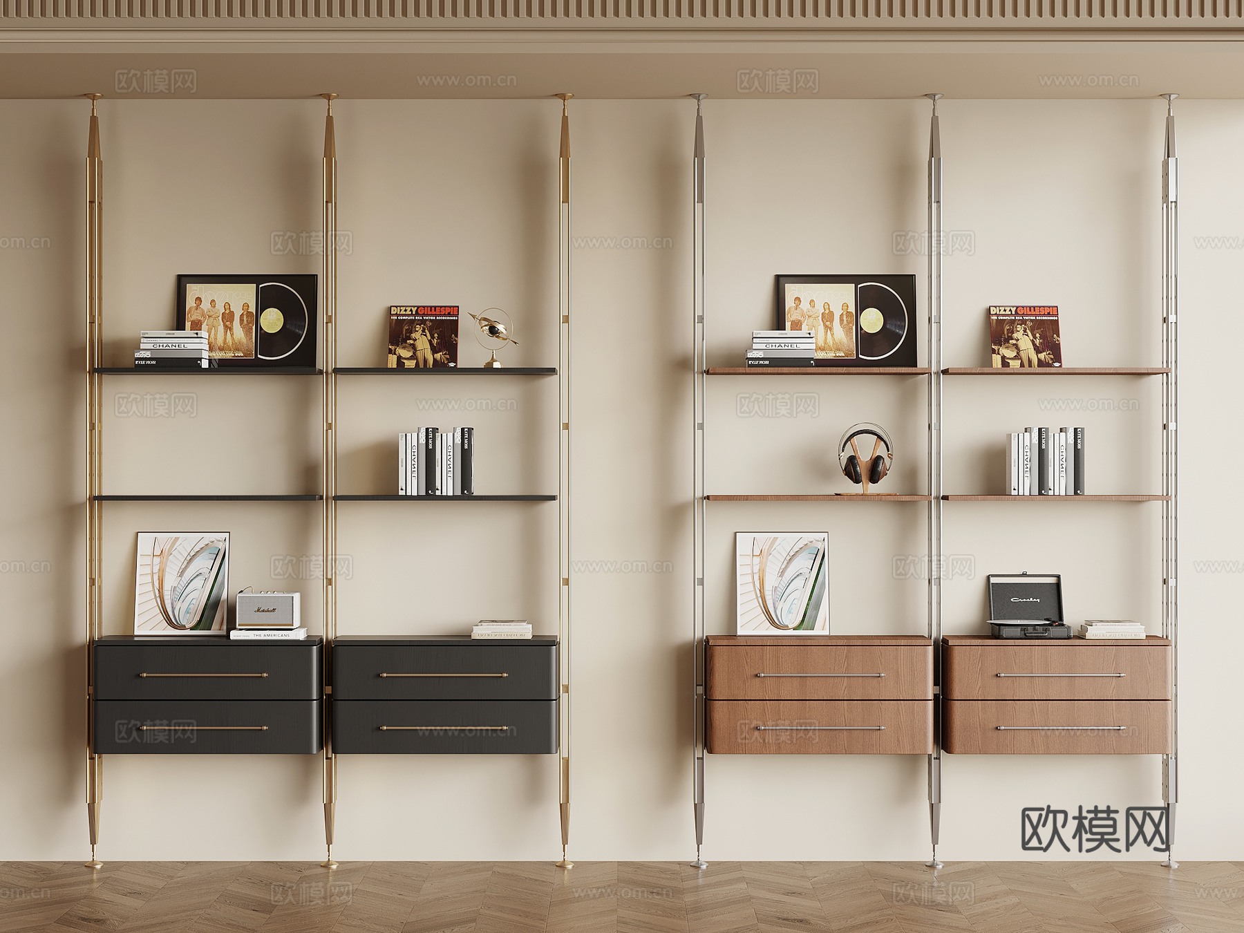 法式中古置物架 书架su模型