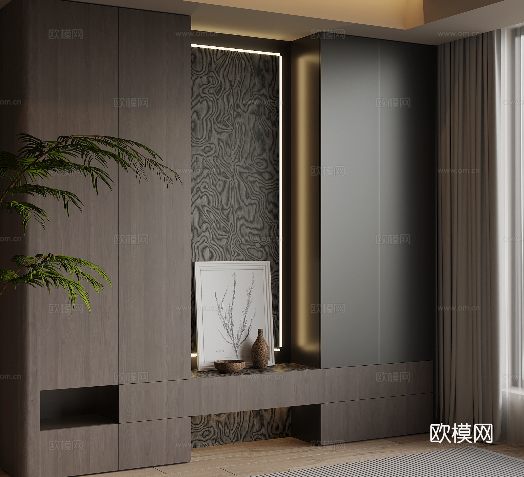 现代意式玄关柜 装饰柜su模型