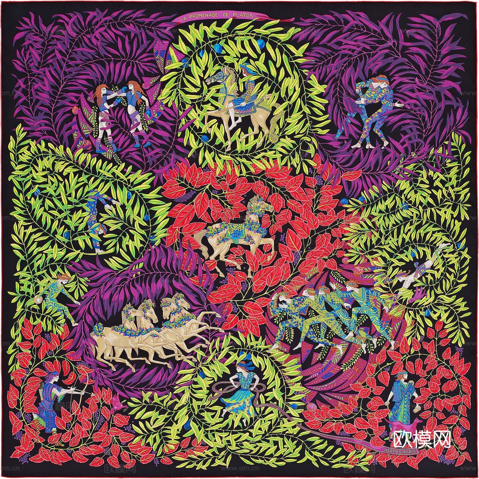 爱马仕丝巾印花图案手绘插画图集14下载