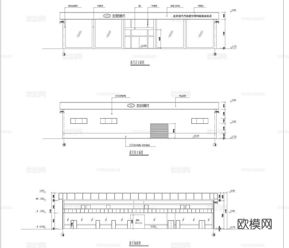 现代汽车4S专卖店 最新全套施工图设计cad施工图cad施工图