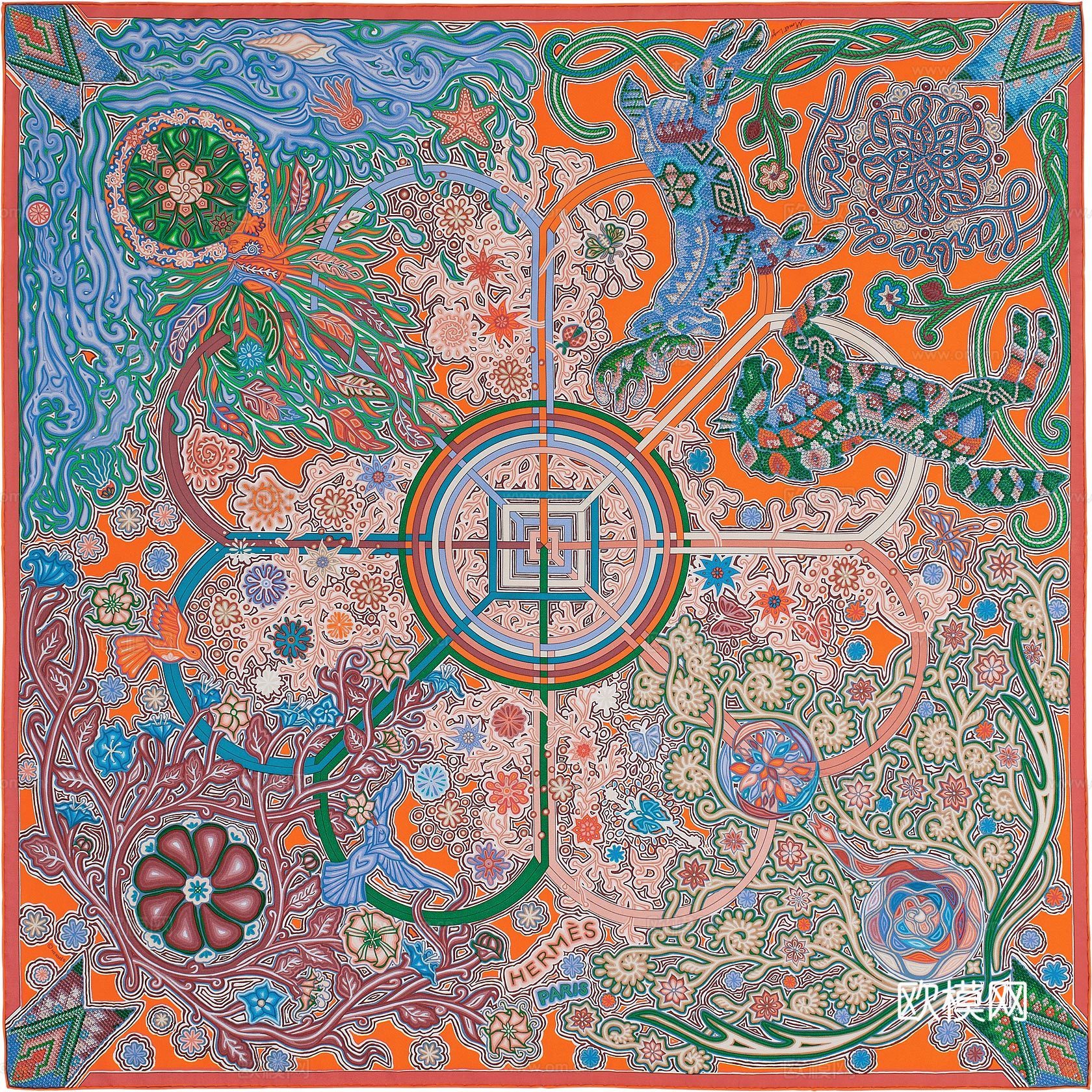 爱马仕丝巾印花图案手绘插画图集61下载