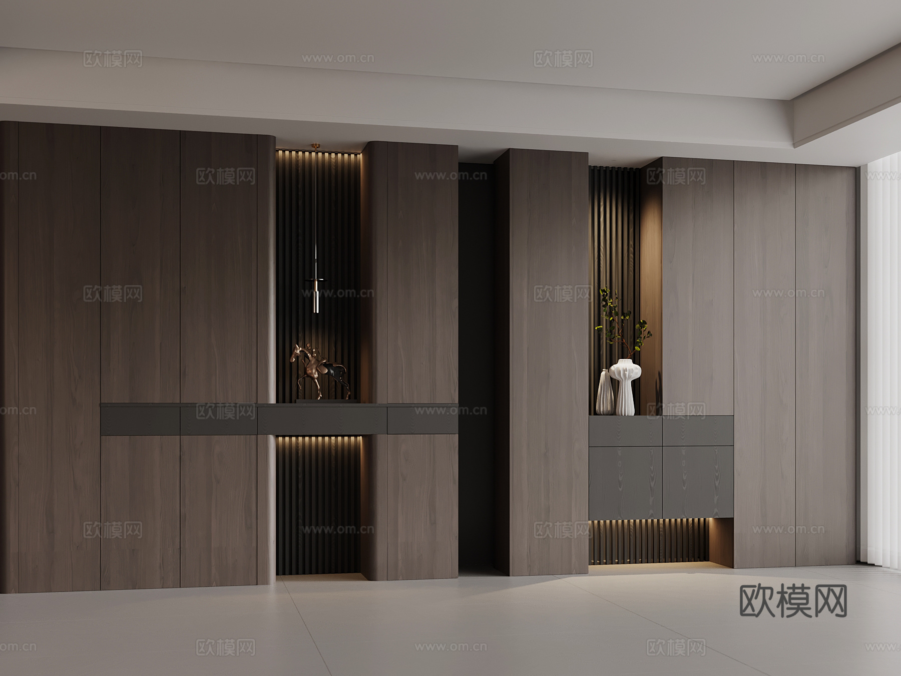 现代意式玄关 鞋柜su模型