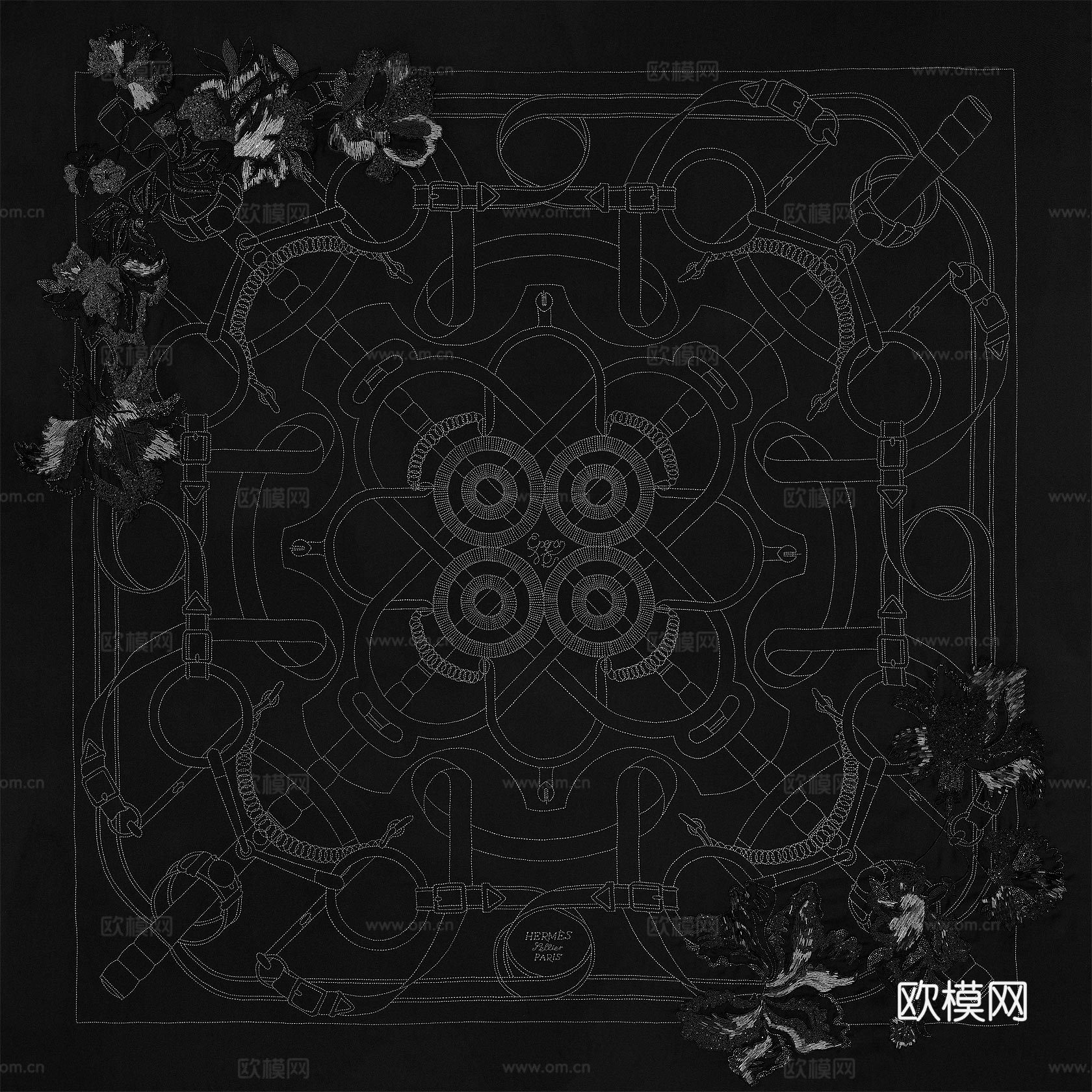 国外高端丝巾面料印花图案960